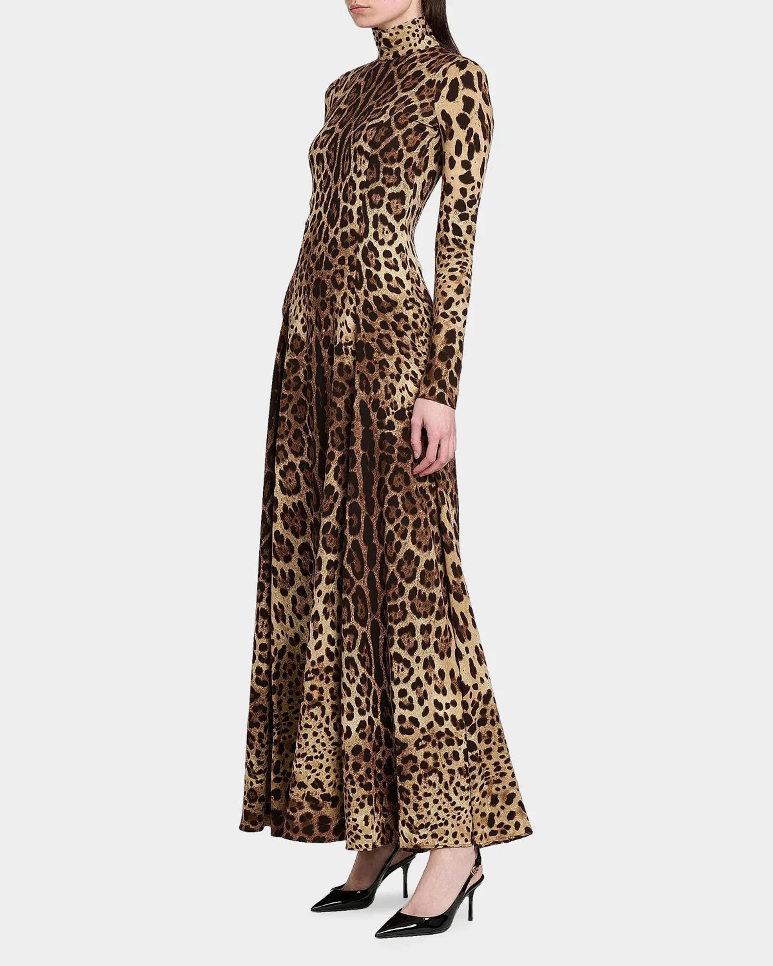 Dolce & Gabbana ヒョウ柄タイトドレス 38 シルク Dolce&Gabbana Leopard Silk Charmeuse Maxi Dress | Neiman Marcus