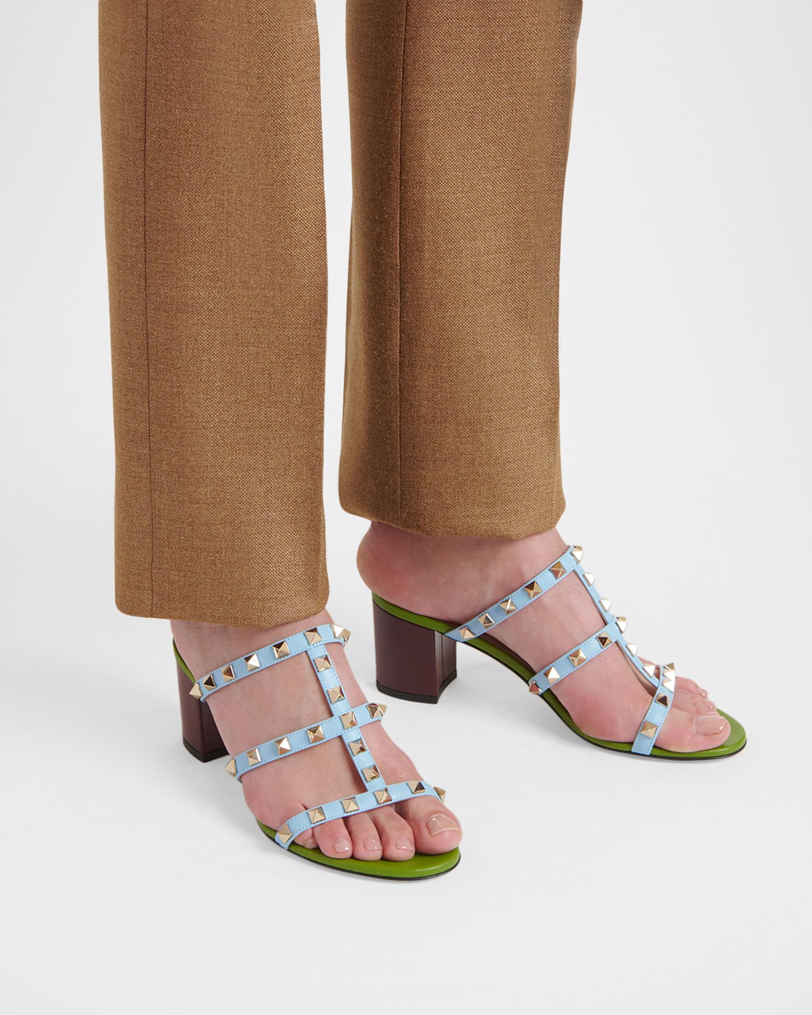 Valentino Garavani 60mm Rockstud Caged Slide Sandals | Neiman Marcus