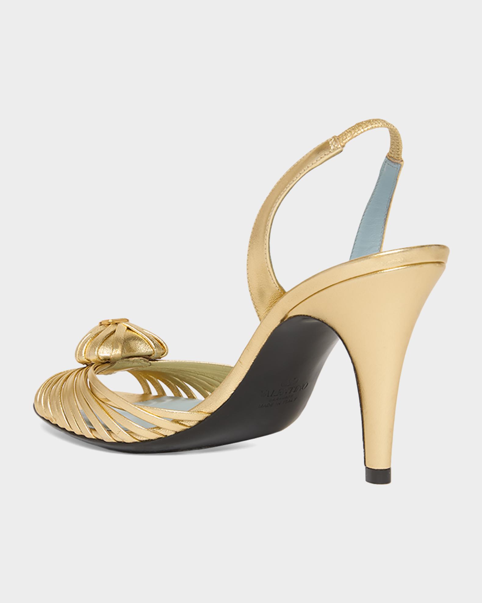 VALENTINO ミュール ブラック/ゴールド/ターコイズ Valentino Garavani Coeur Royal 85mm Laminated Nappa Leather