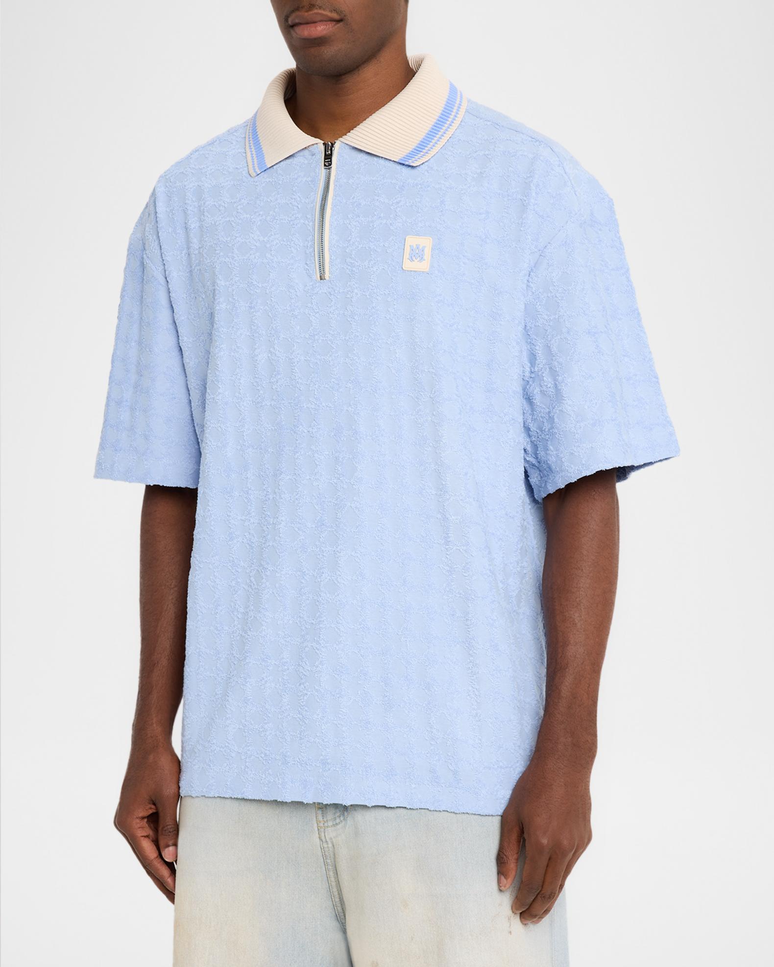 Amiri Men's MA Terry Jacquard Quarter-Zip Polo Shirt | Neiman Marcus