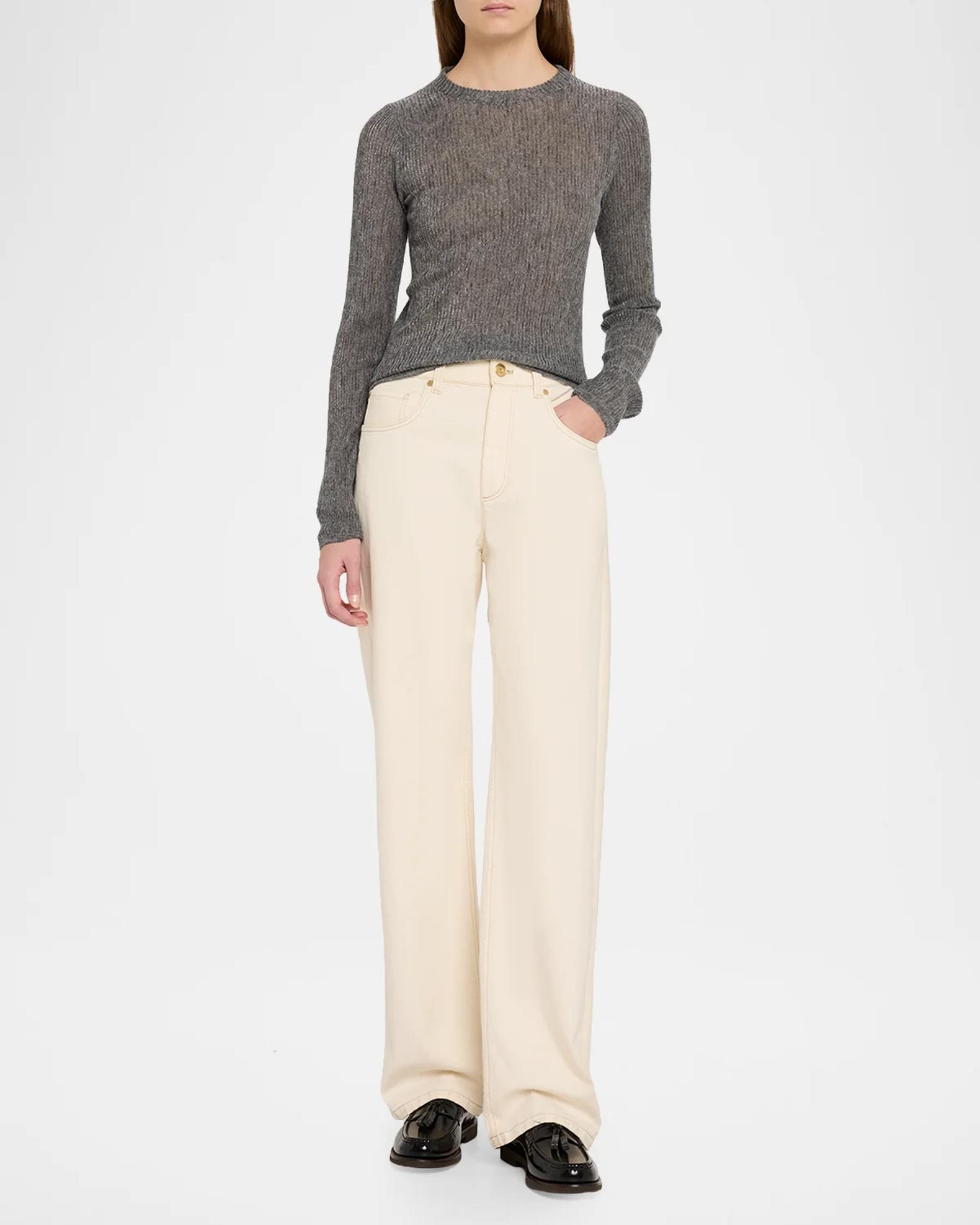 Brunello Cucinelli Metallic Alpaca-Blend Rib Crewneck Sweater