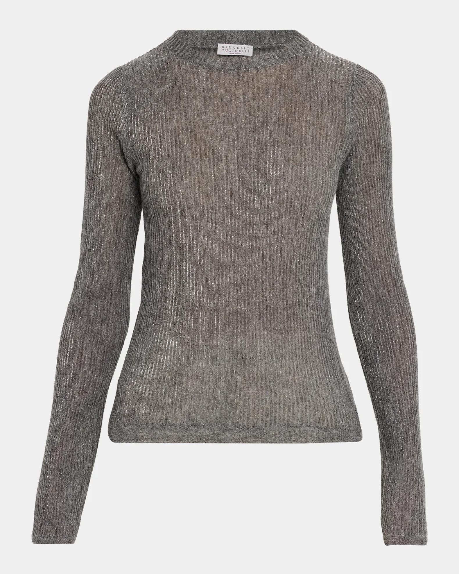 BRUNELLO CUCINELLI リブニット 長袖 クルーネック Brunello Cucinelli Metallic Alpaca-Blend Rib Crewneck Sweater