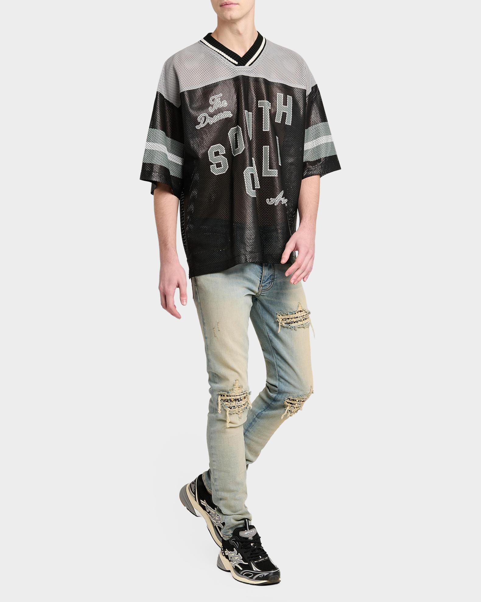 Amiri Graphic Leather Mesh T-Shirt | Neiman Marcus
