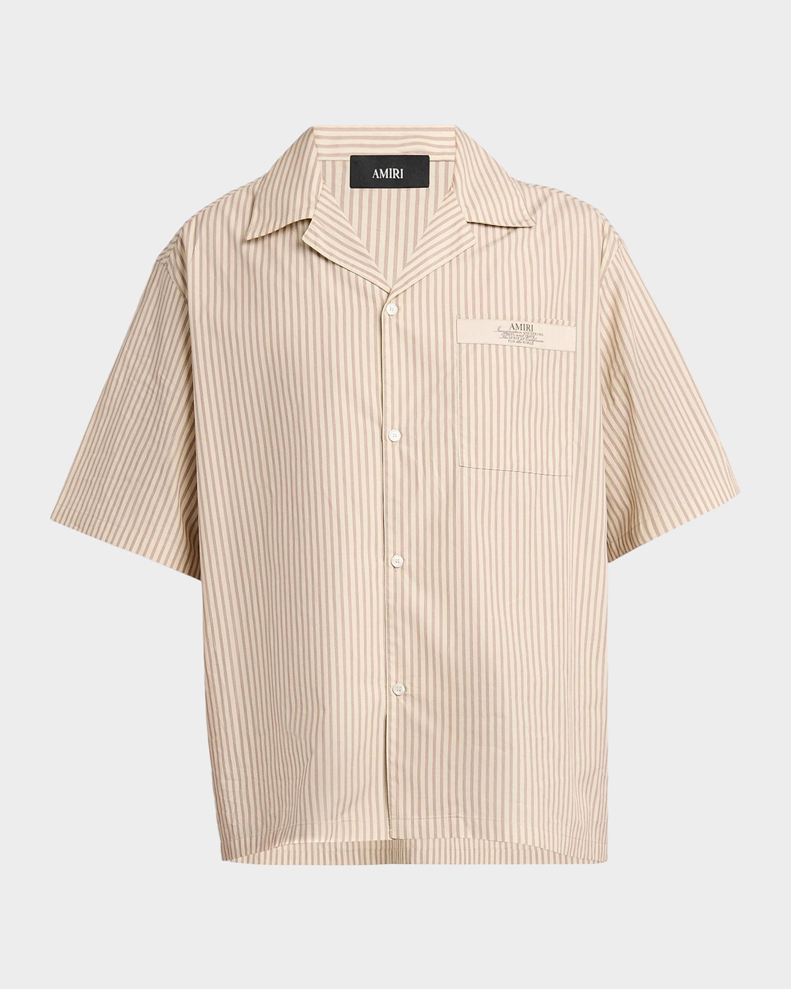 Amiri Men's Spirit Stripe Cotton Poplin Label-Pocket Camp Shirt