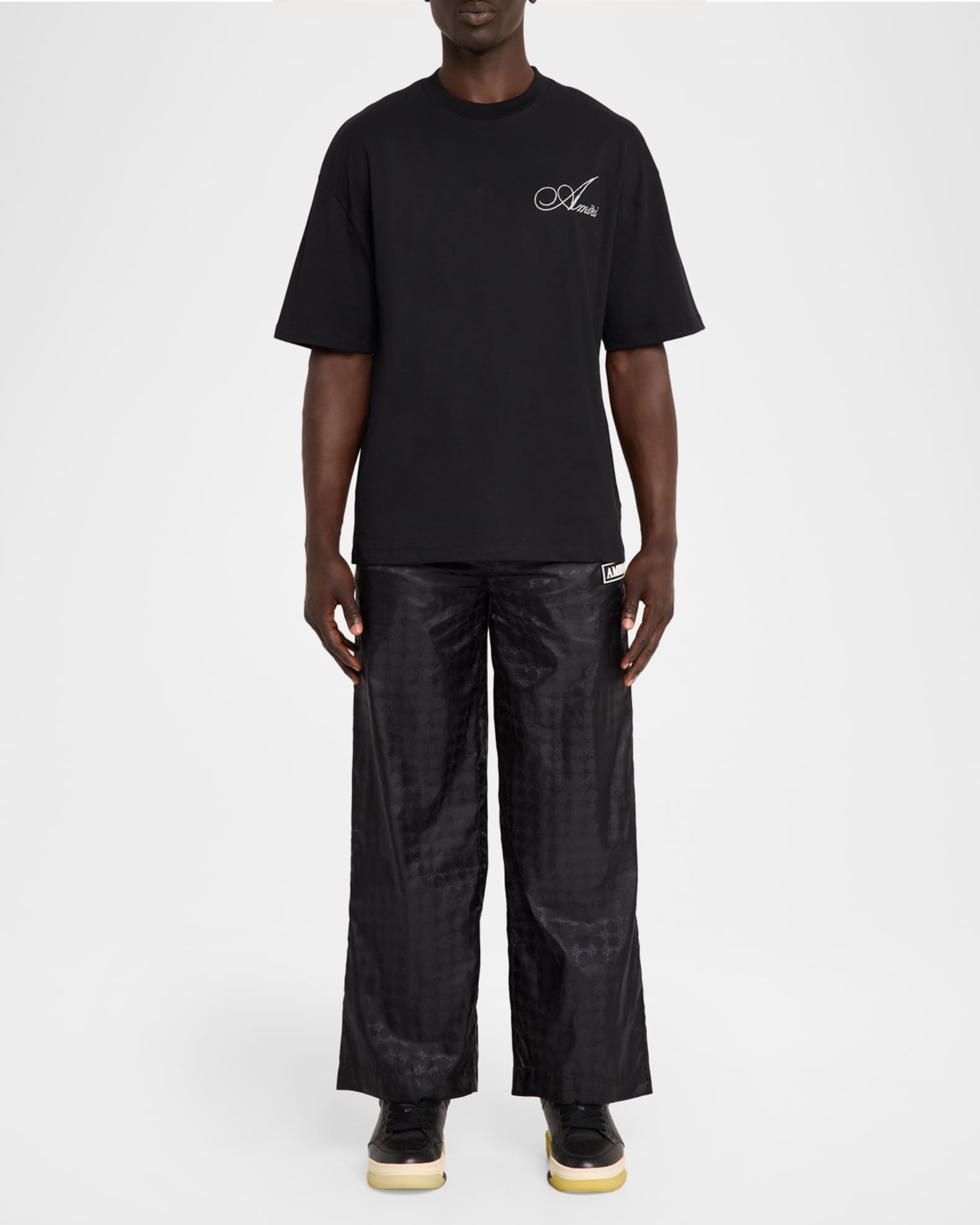 Amiri Men's Crystal-Embellished Logo Cotton T-Shirt | Neiman Marcus