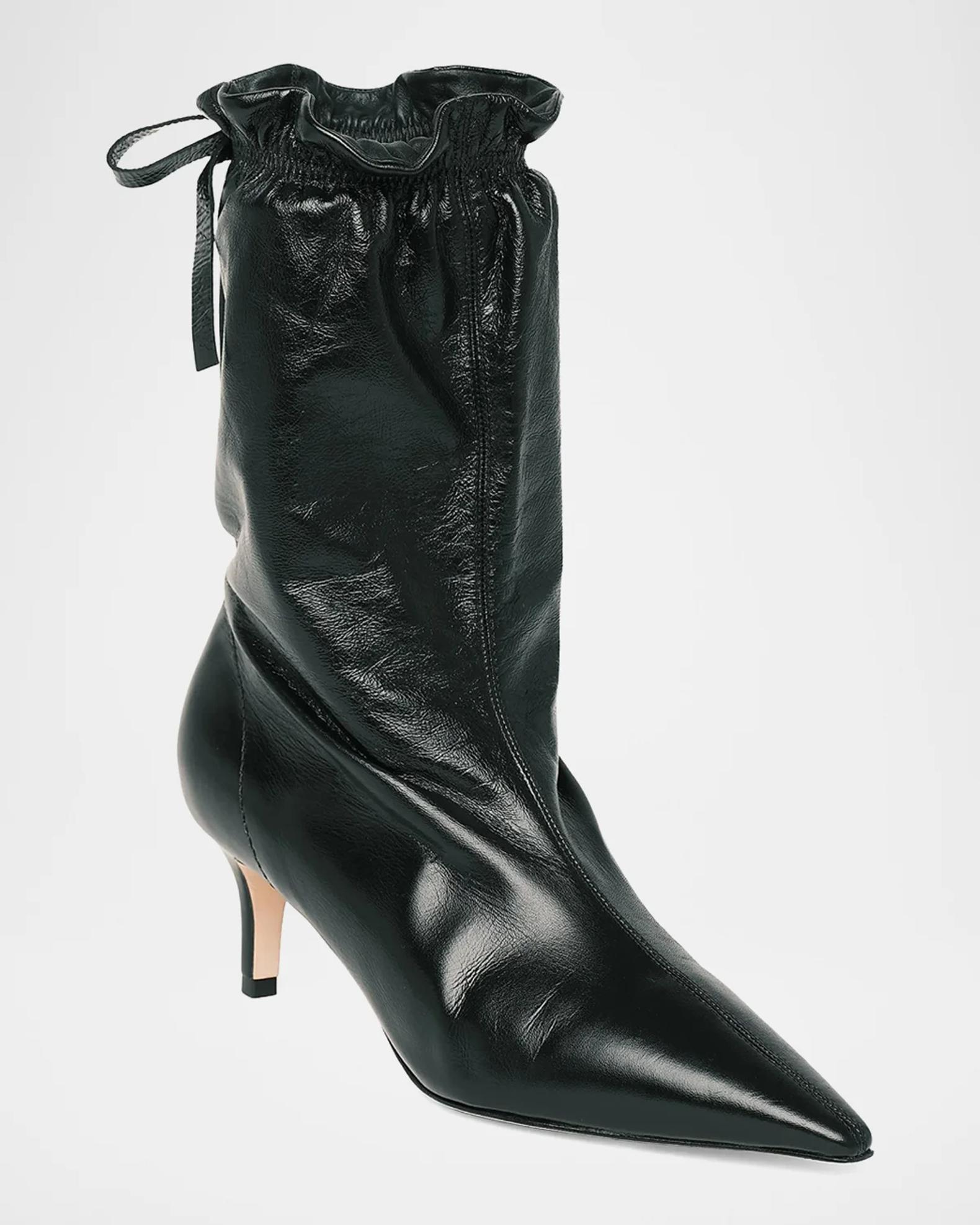 Cinq à Sept 60mm Alex Scrunched Crinkled Leather Mid-Calf Boots
