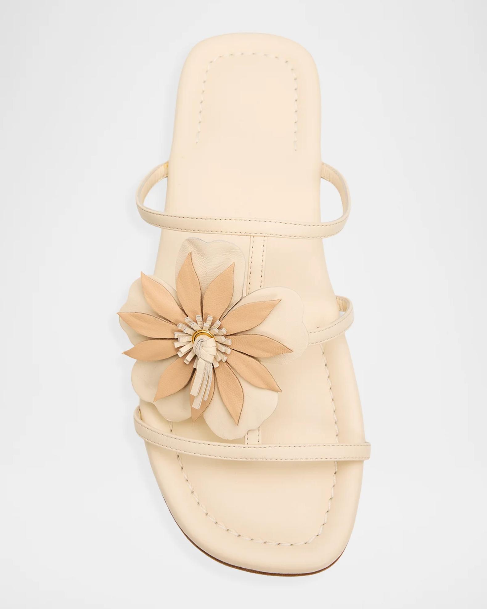 Zimmermann Belara Flower-Appliqué Leather Sandals | Neiman Marcus