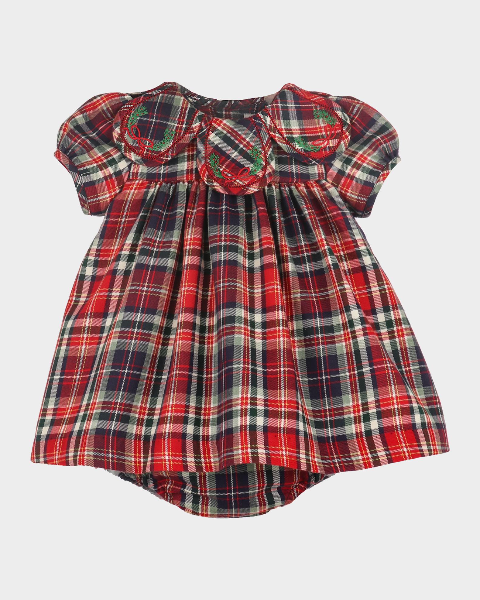 luli and me christmas dress & Girl's Plaid Petal Floral & Bloomers Set, Size 6M-24M, Red, 18MO White