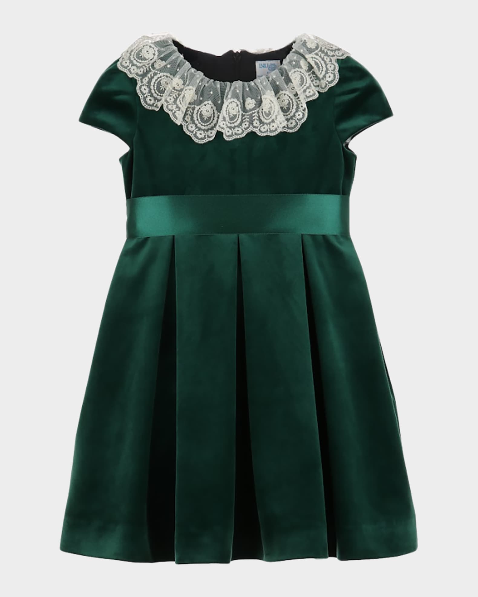 velvet dress with lace collar Luli & Me Girls Deluxe Float - Flared Color 2PS Black Velvet Dress With
