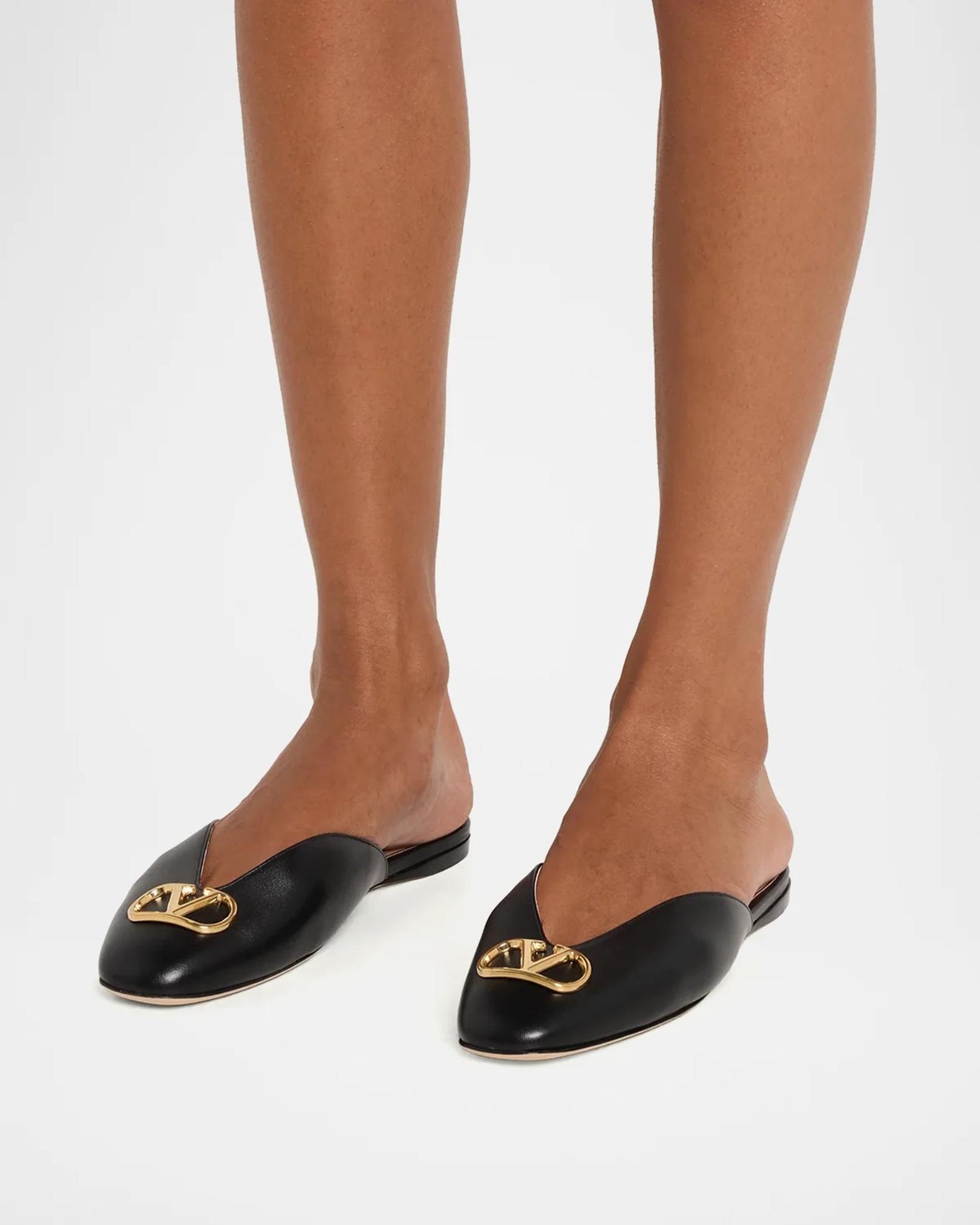 Valentino Garavani VLogo Signature Leather Mules | Neiman Marcus
