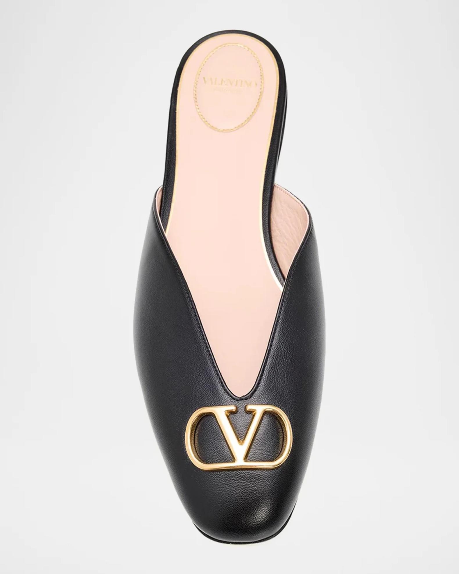 Valentino Garavani VLogo Signature Leather Mules | Neiman Marcus