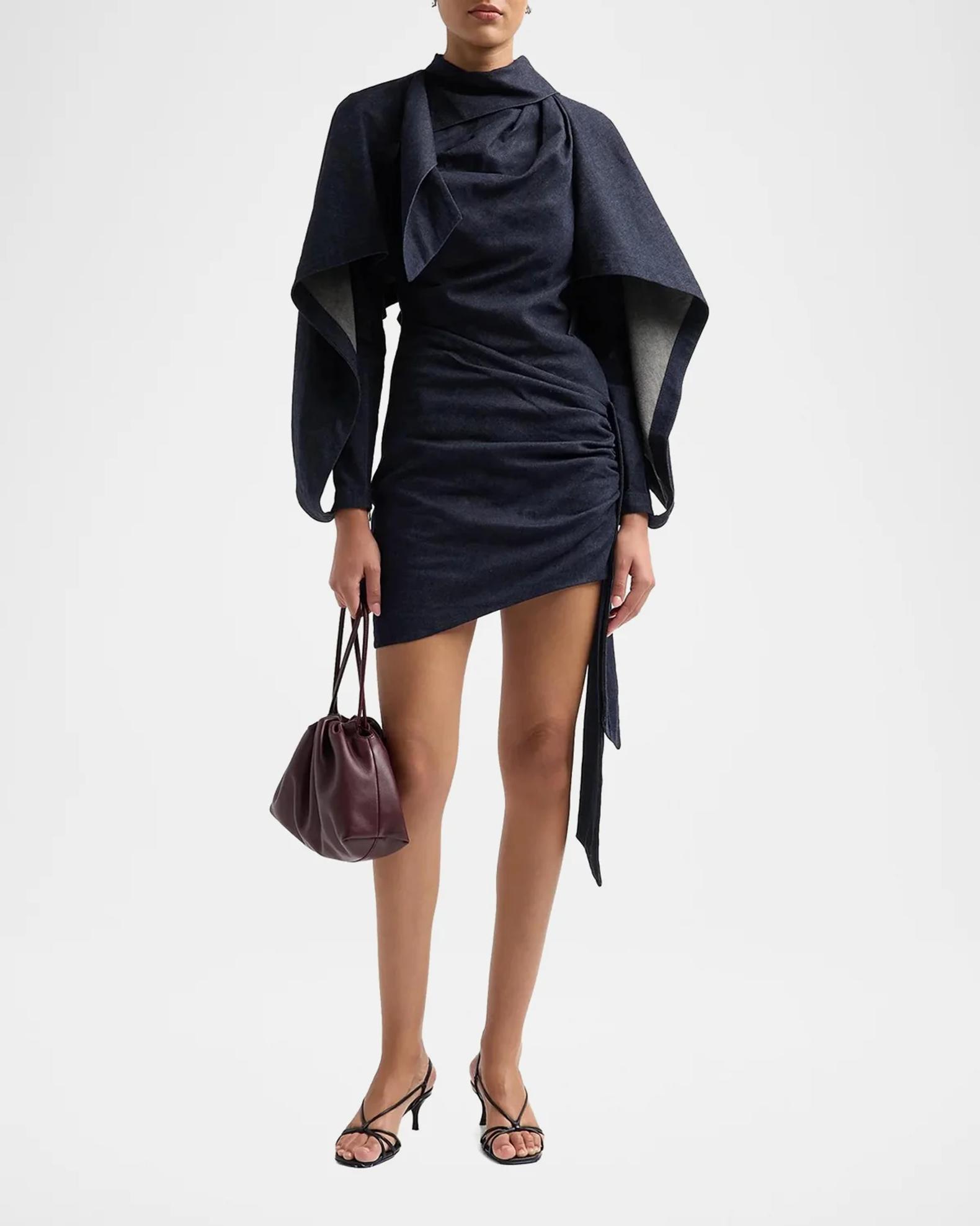 Valiant Draped Denim Mini Dress