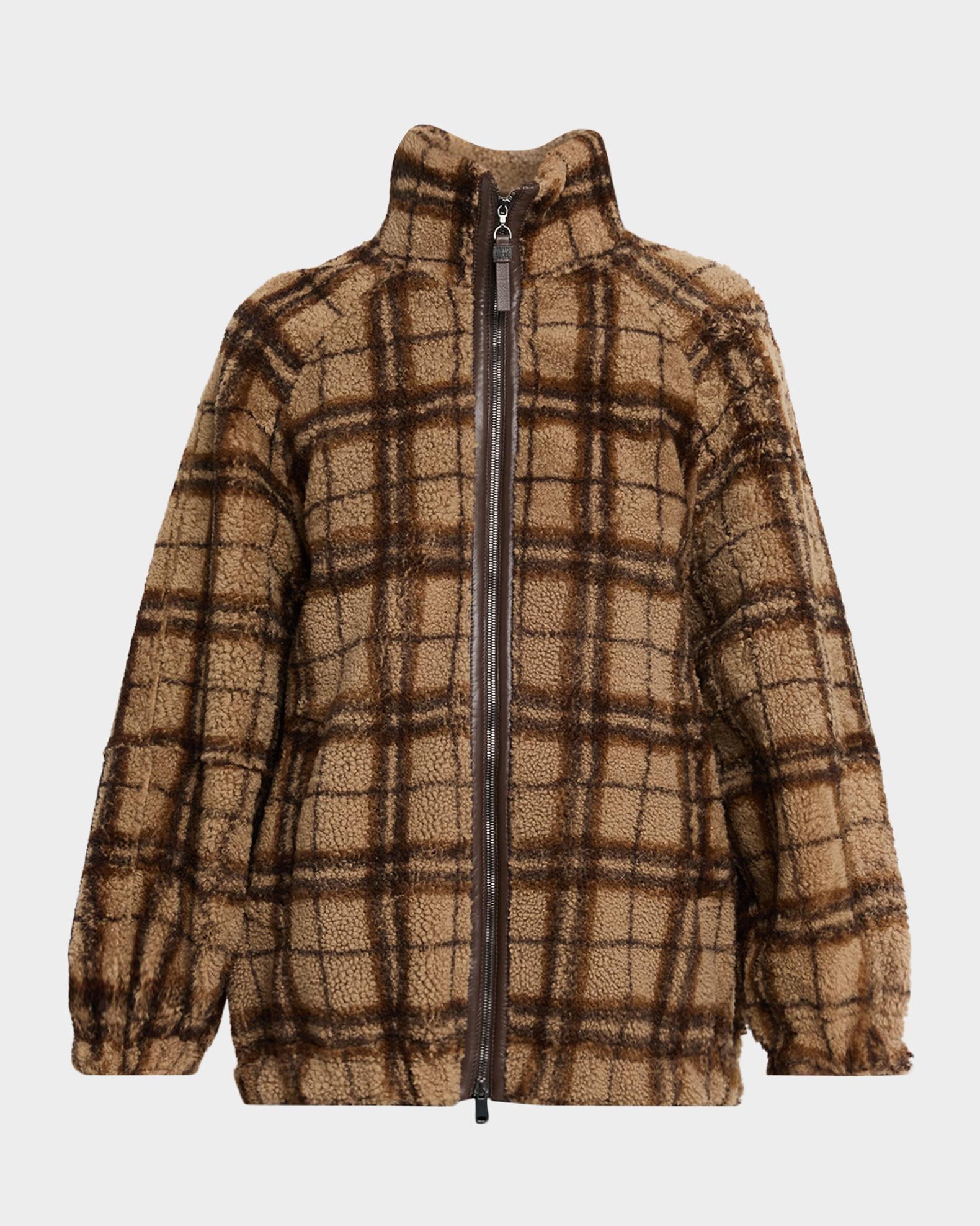 ジャケット・アウター BRUNELLO CUCINELLI large size jacket Brunello Cucinelli Check Lamb Shearling Zip Jacket | Neiman Marcus