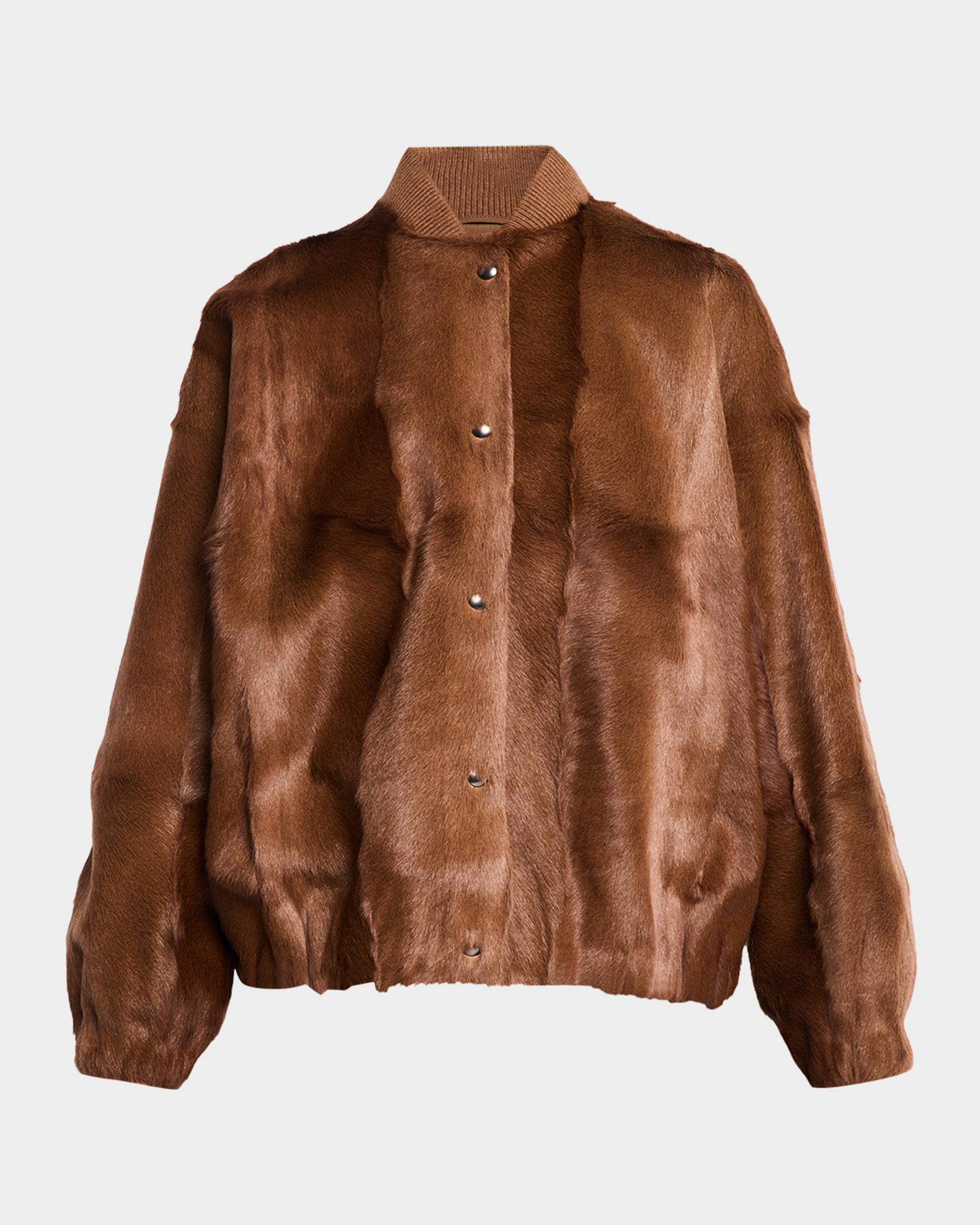 Brunello Cucinelli Goat Shearling Bomber Jacket | Neiman Marcus