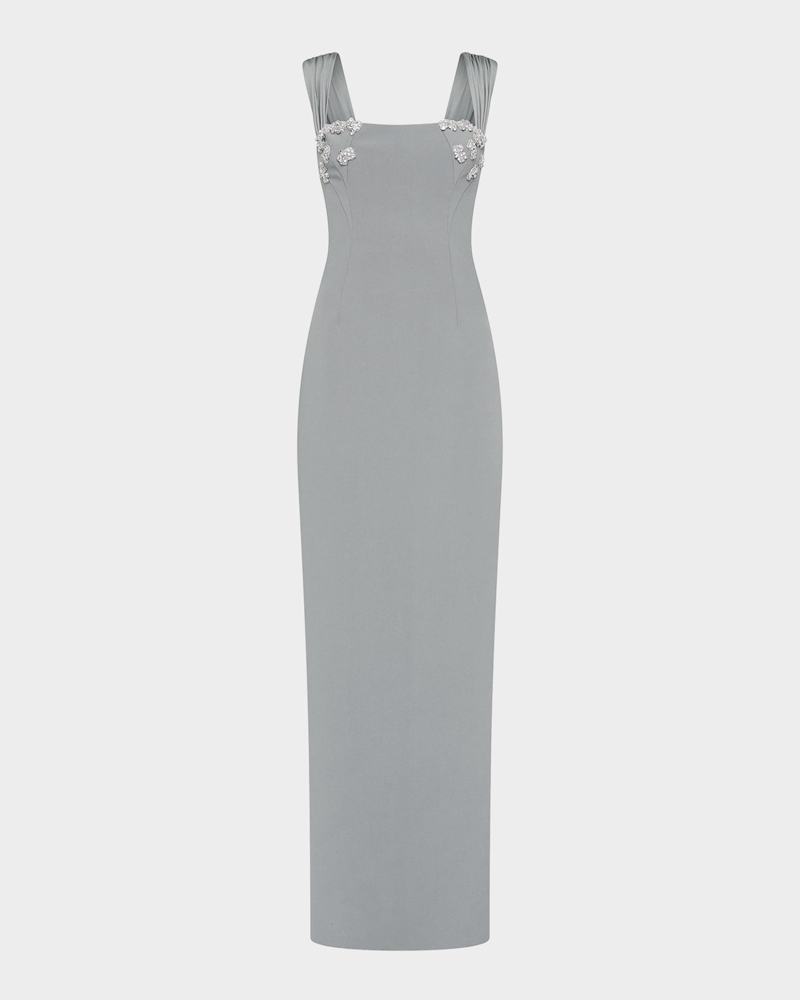 Rachel Gilbert Malia Embellished Square-Neck Sleeveless Column Gown ...