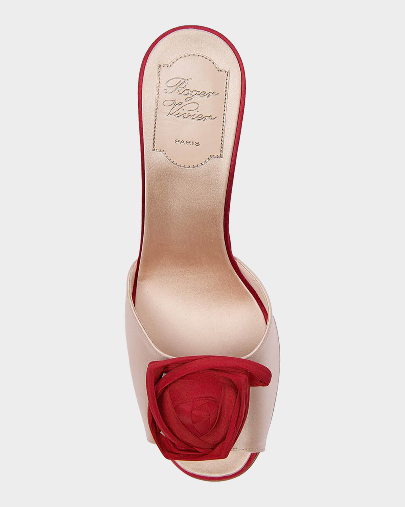 Roger Vivier Epine Rose Vivier 85mm Satin Mule Sandals | Neiman Marcus