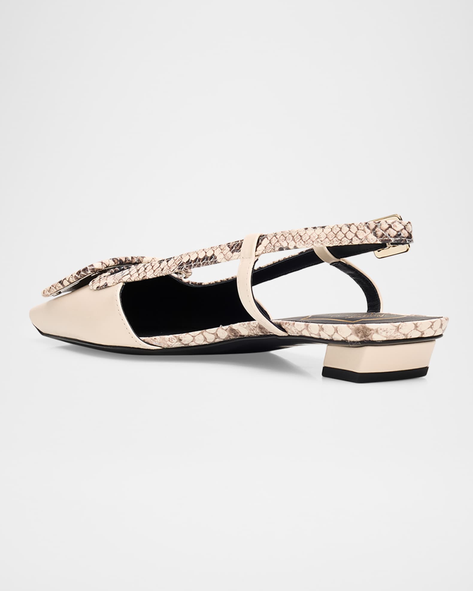 Roger Vivier Snakeskin-Embossed Trim Leather Slingback Pumps
