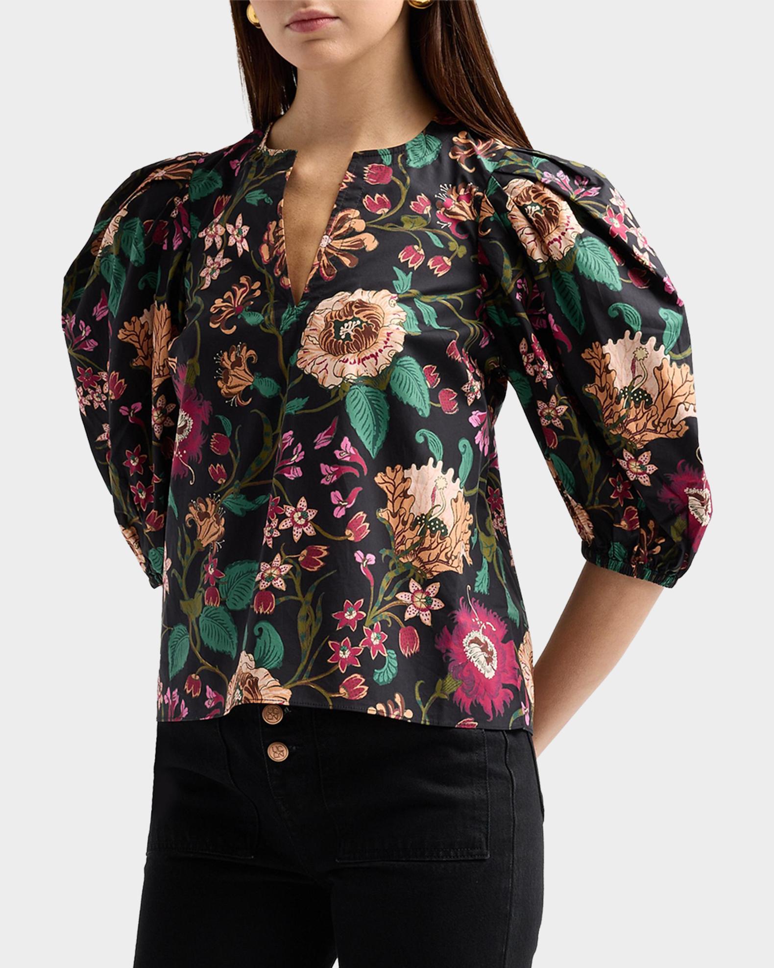 レディース 美品 ULLA JOHNSON シルク100% 花柄 ジョーゼットブラウス 4