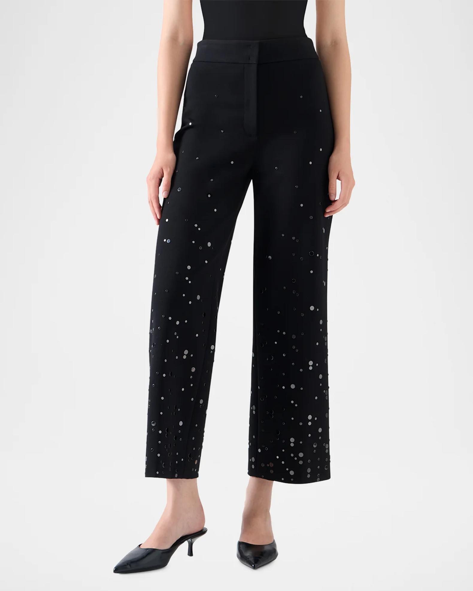 Akris punto Chieko Embellished Straight-Leg Ankle Pants | Neiman Marcus