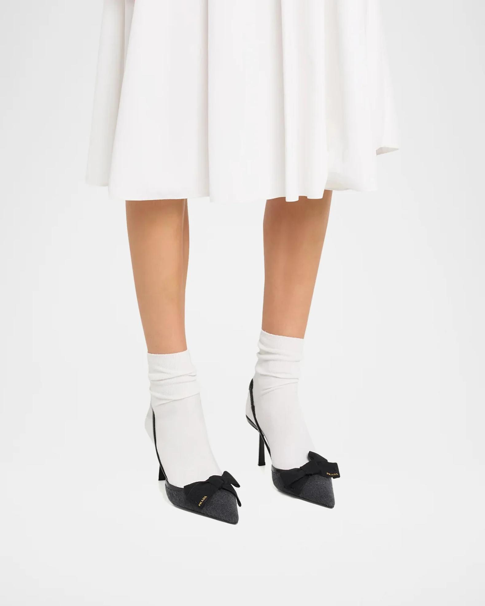 Prada 75mm Cashmere Ribbon Slingback Pumps | Neiman Marcus