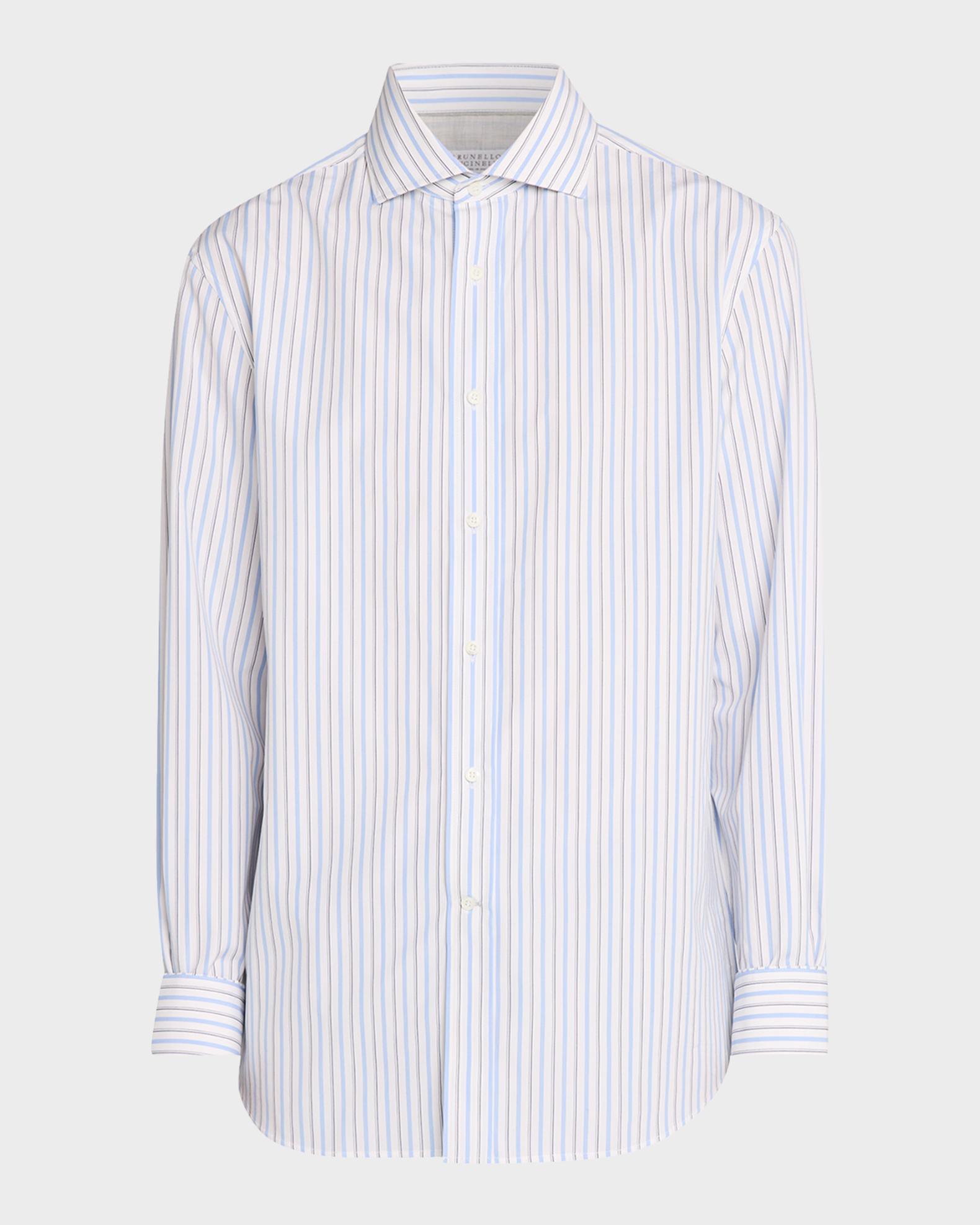 Brunello Cucinelli ストライプシャツ 長袖 Brunello Cucinelli Men's Cotton Variegated Stripe Button-Down