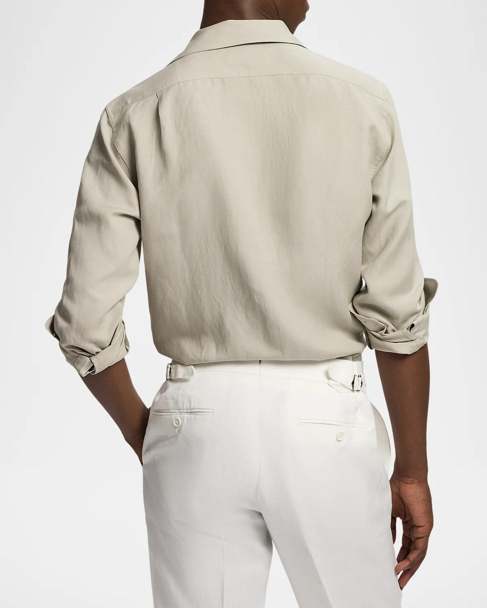 Ralph Lauren Purple Label Silk-Linen Button-Front Shirt | Neiman