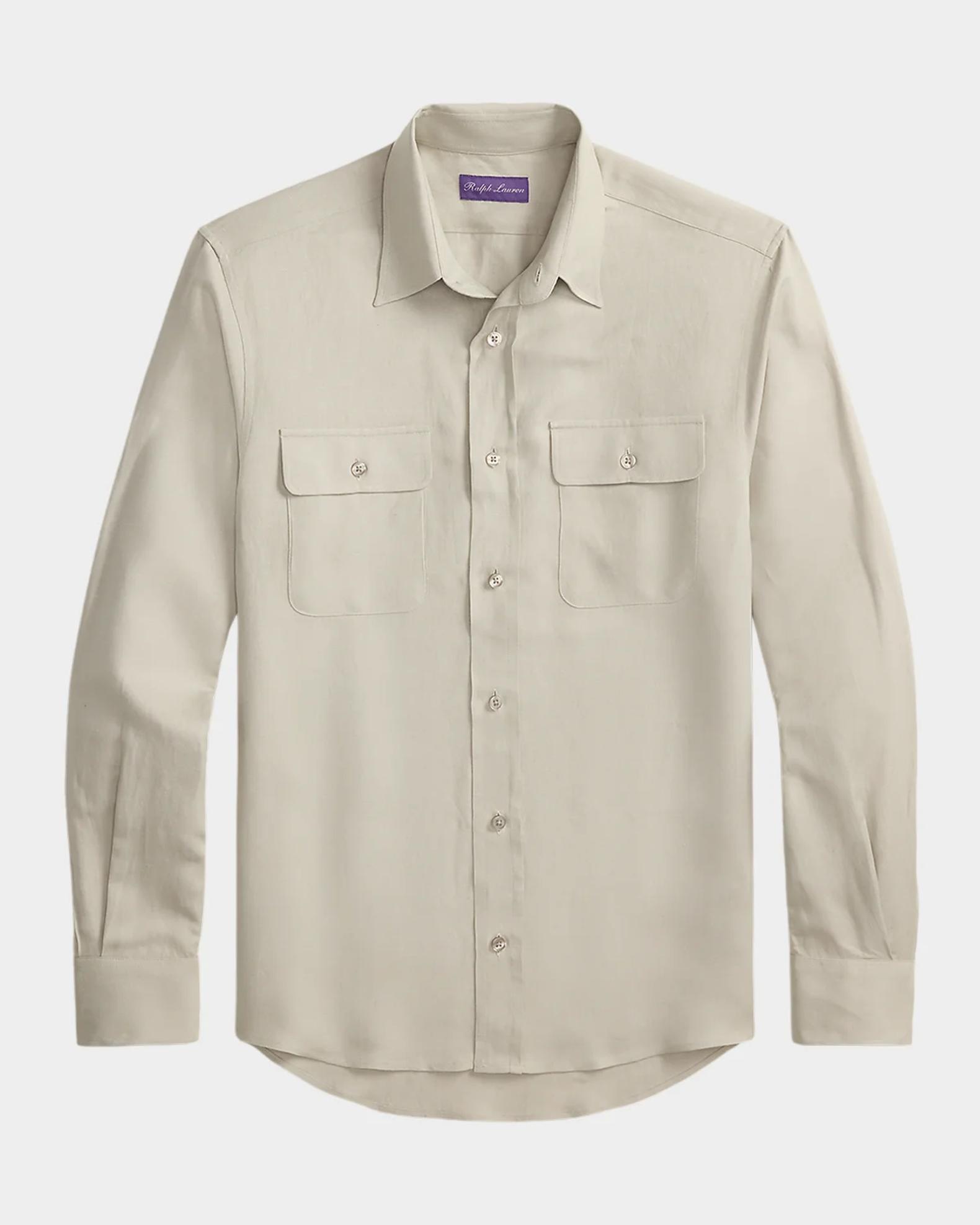 Ralph Lauren Purple Label Silk-Linen Button-Front Shirt | Neiman