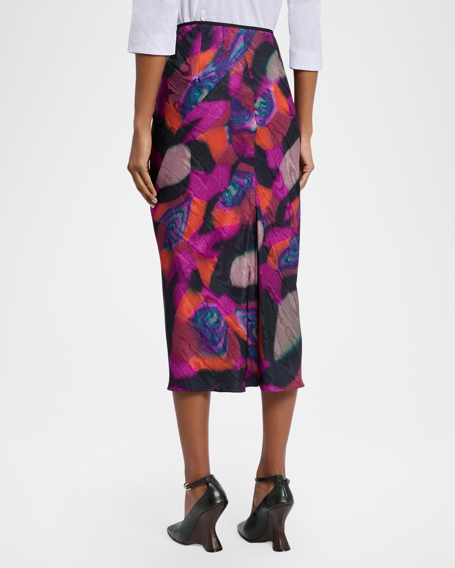 Dries Van Noten Marbled Clay Printed Twill Midi Skirt | Neiman Marcus