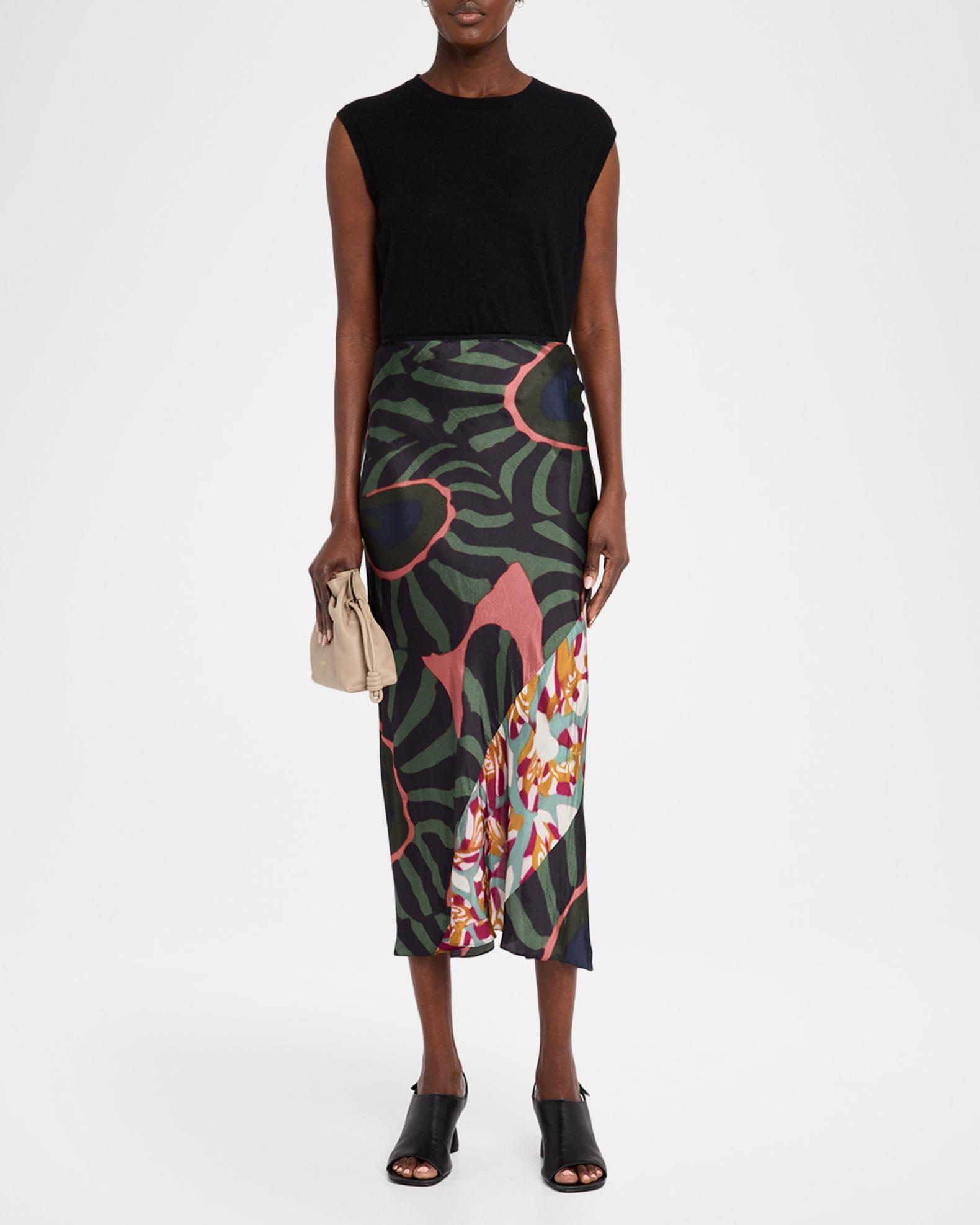 Dries Van Noten Multi-Print Satin Midi Skirt | Neiman Marcus