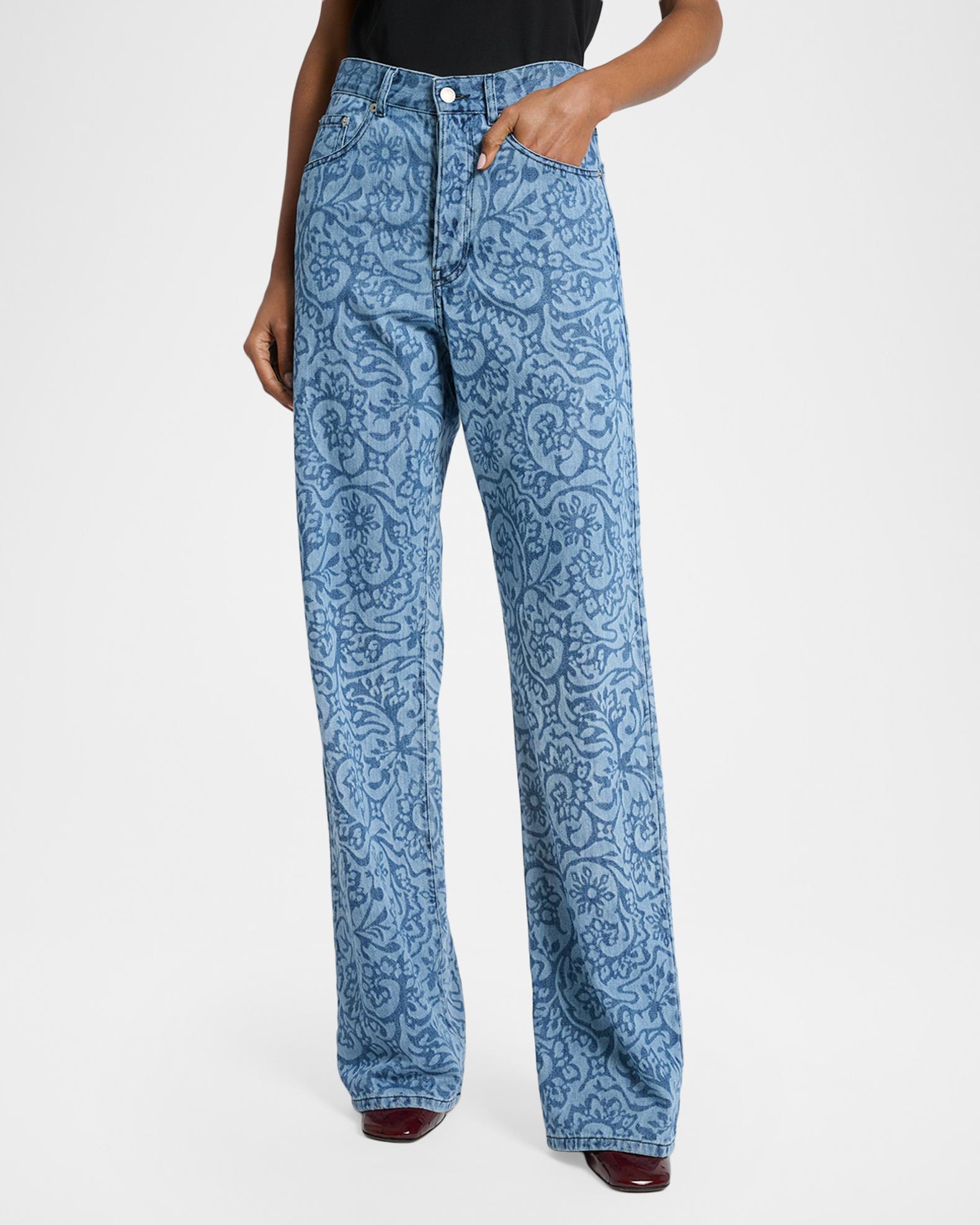 Dries Van Noten Peyton Laser-Print Denim Wide-Leg Jeans | Neiman