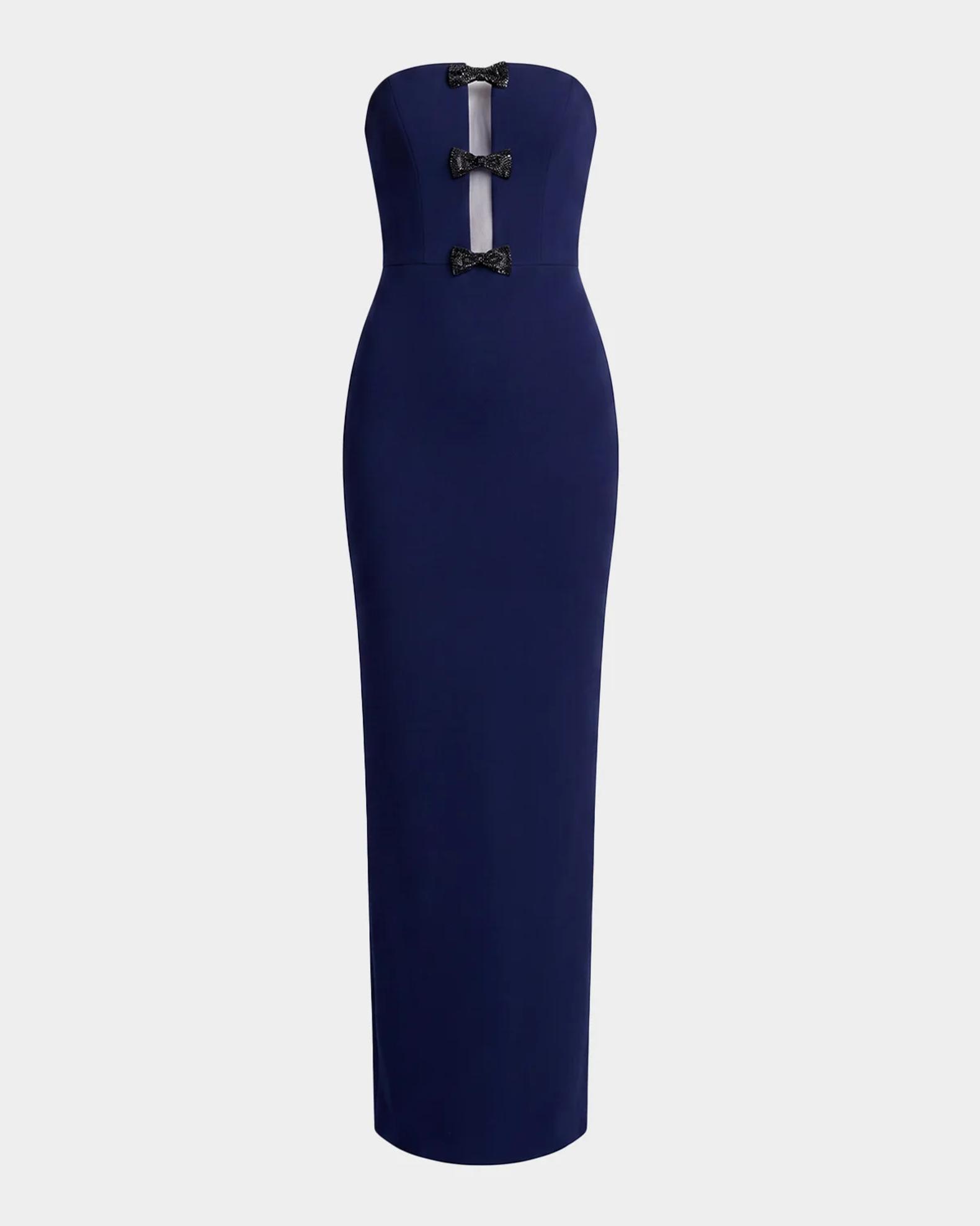 Dress the Population Black Label Everly Strapless Bow-Embellished Column Gown