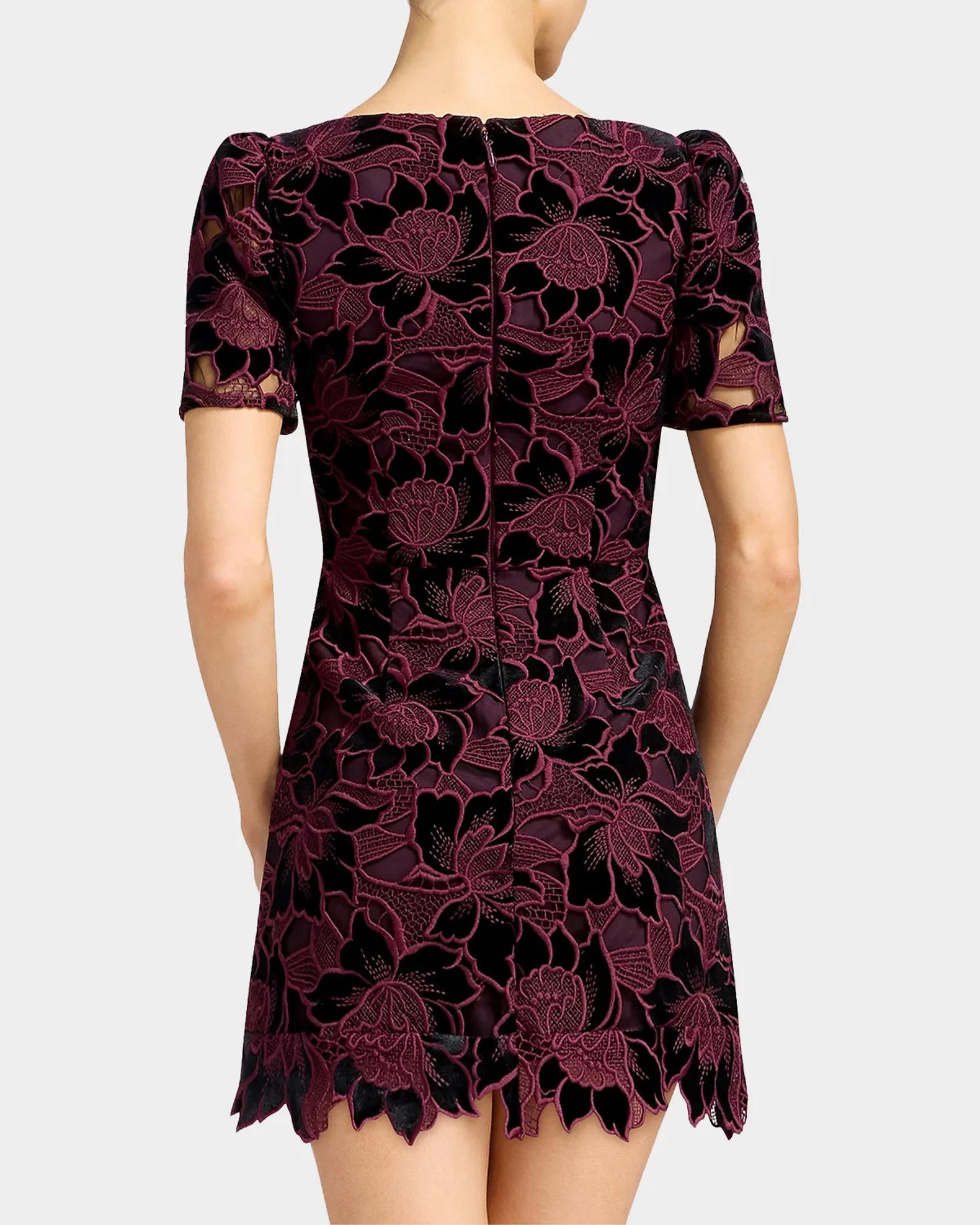 Dress the Population Black Label Clarke Bow-Front Velvet Lace Mini