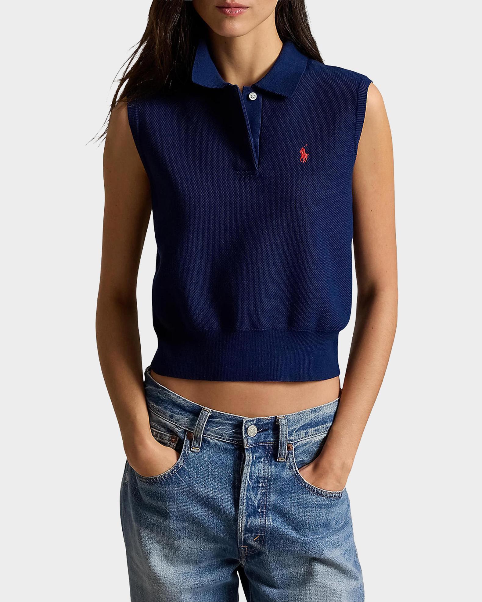 Polo Ralph Lauren Logo Cotton Crop Polo Top | Neiman Marcus