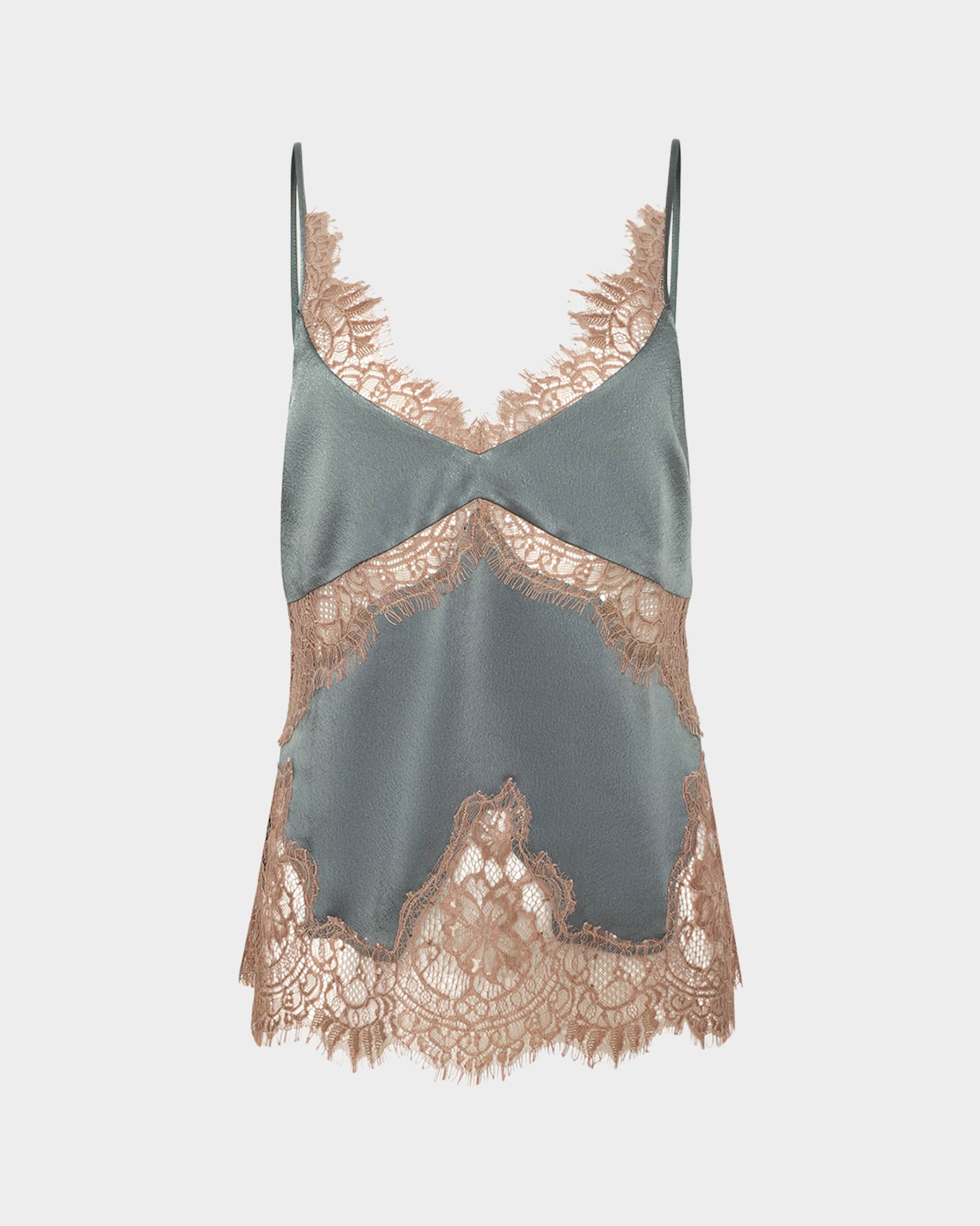 L'Agence Mitsu Lace-Trim Satin Camisole | Neiman Marcus