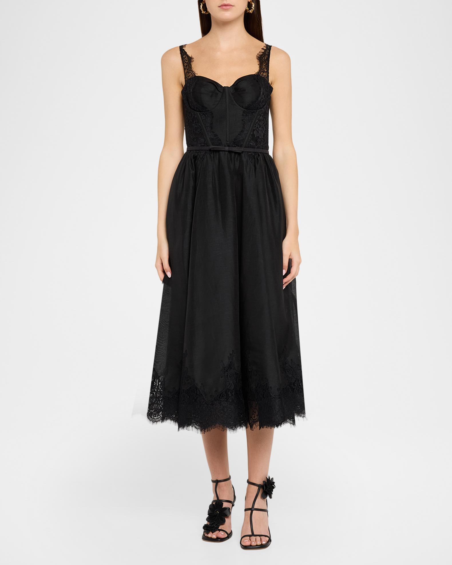 zimmermann black lace dress Linen-Silk Lace-Trim Valiant Midi - shoulder neckline for a Size:Made to Measure EDIT_EE_26PF The Betty Haynes White