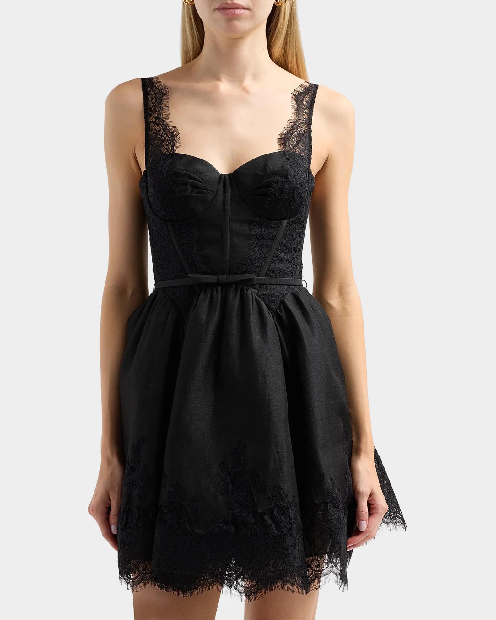 Zimmermann Valiant Lace-Trim Mini Dress | Neiman Marcus