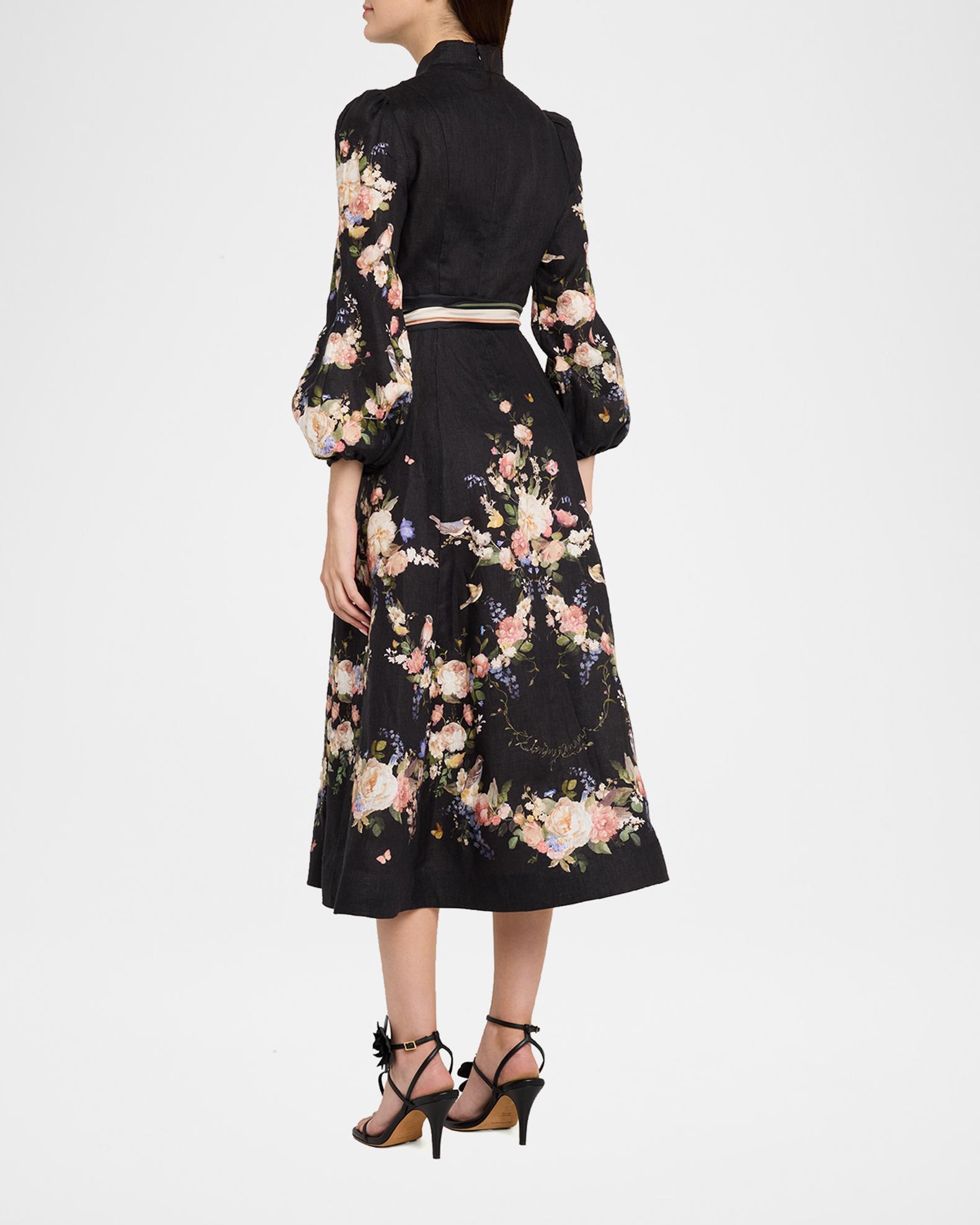 zimmermann golden buttoned midi dress Women's Valiant Button - Black Bouquet silver glitter