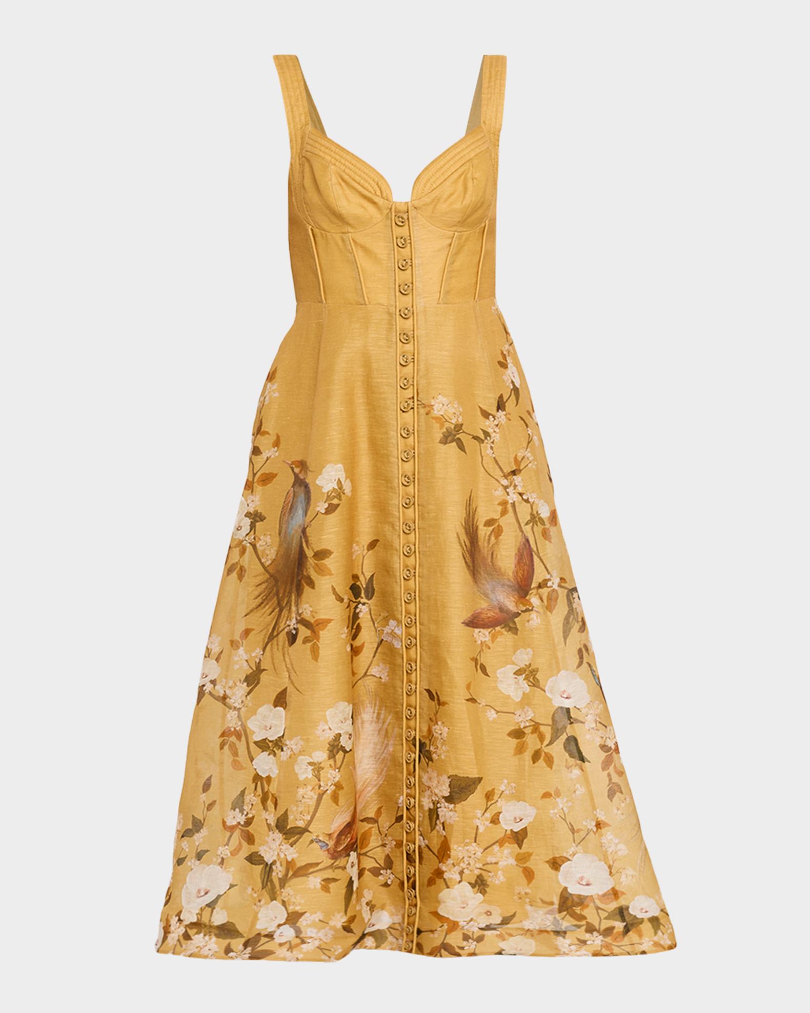 zimmermann golden surfer midi dress Momentum Printed Linen Corded 1970's