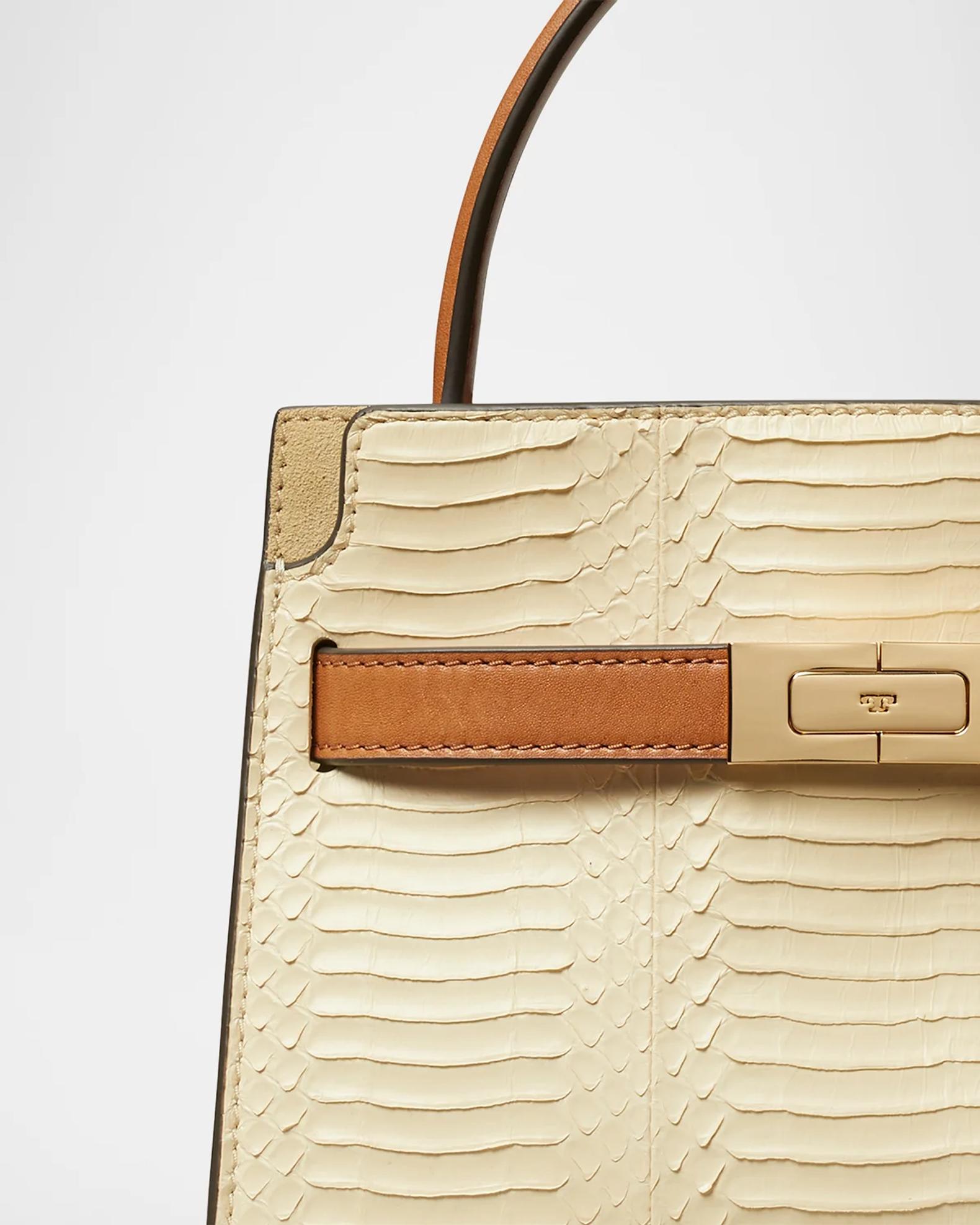 リ*ン様 TORY BURCHバック Tory Burch Lee Radziwill Snakeskin-Embossed Top-Handle Bag