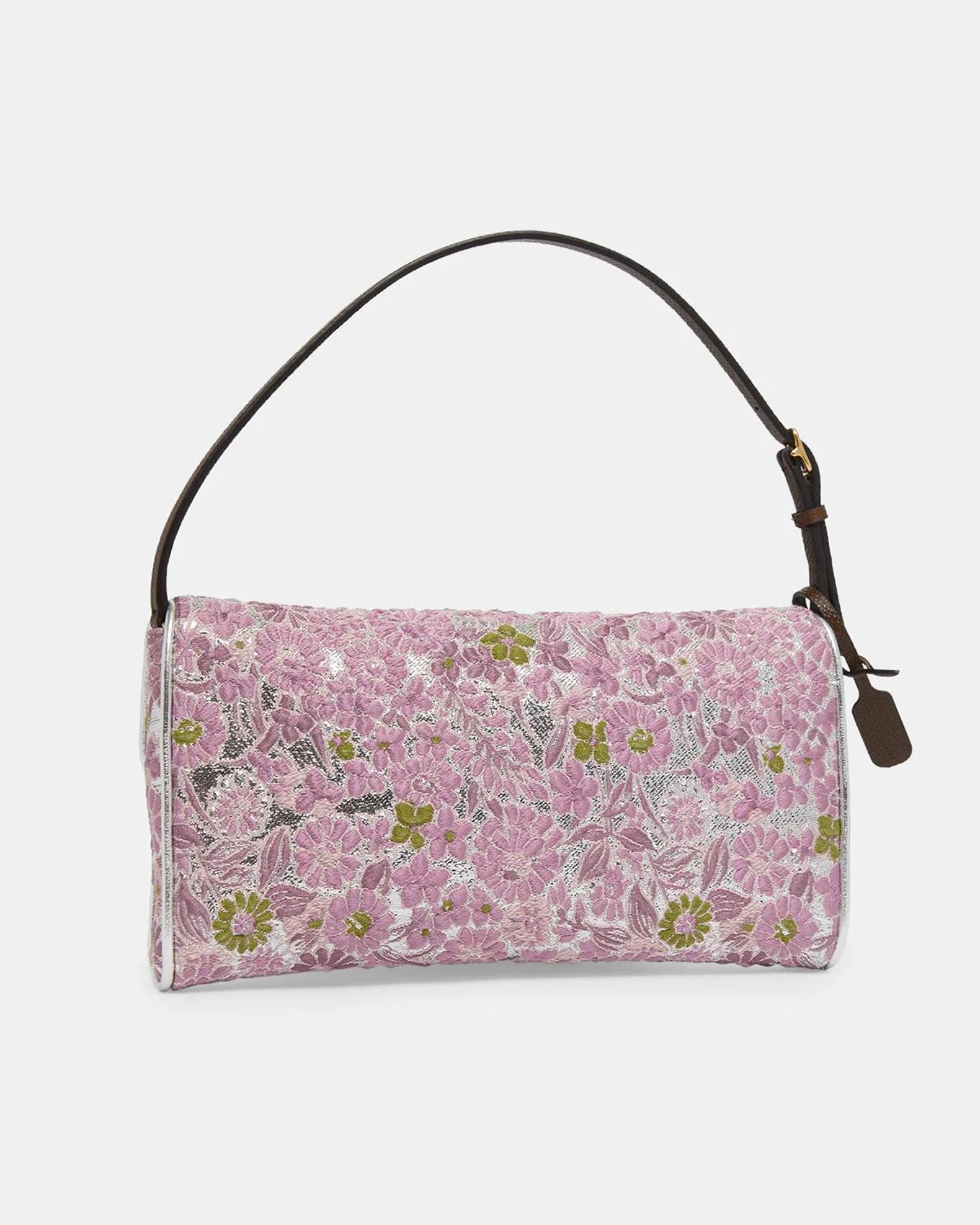 Valentino Garavani Devain Metallic Floral Jacquard Top-Handle Bag