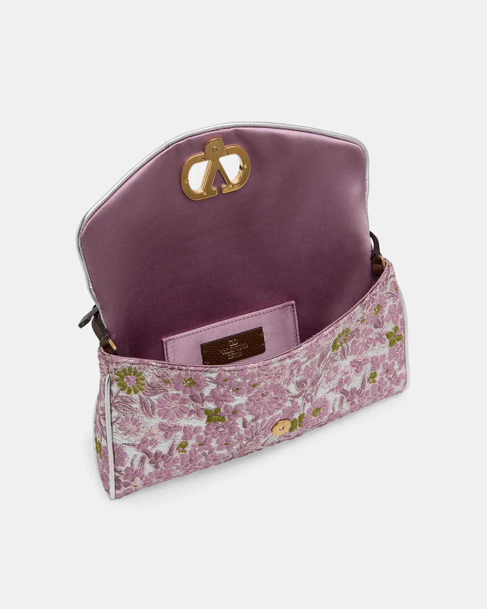 Valentino Garavani Devain Metallic Floral Jacquard Top-Handle Bag