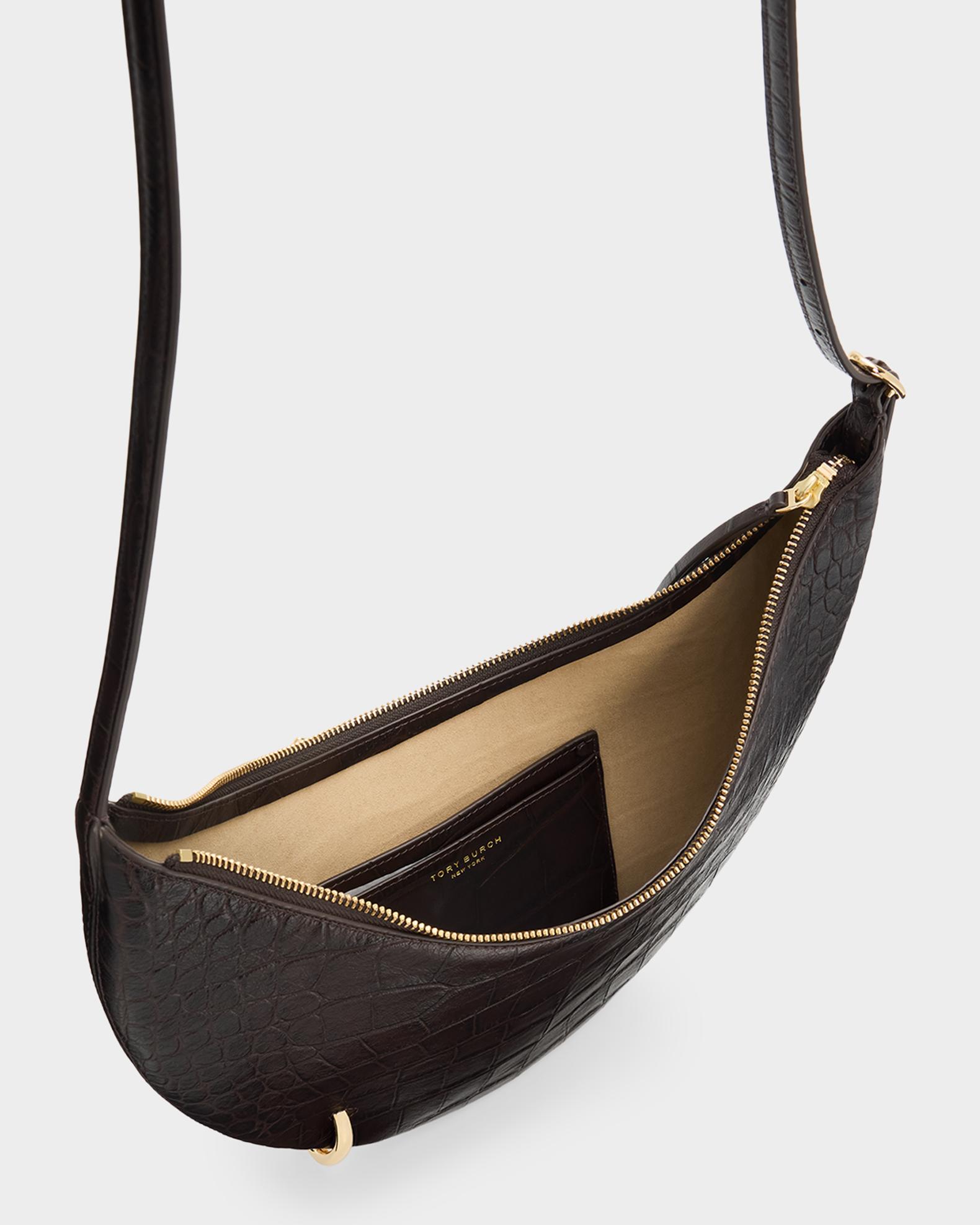Tory Burch Pierced Croc-Embossed Leather Crossbody Bag | Neiman Marcus