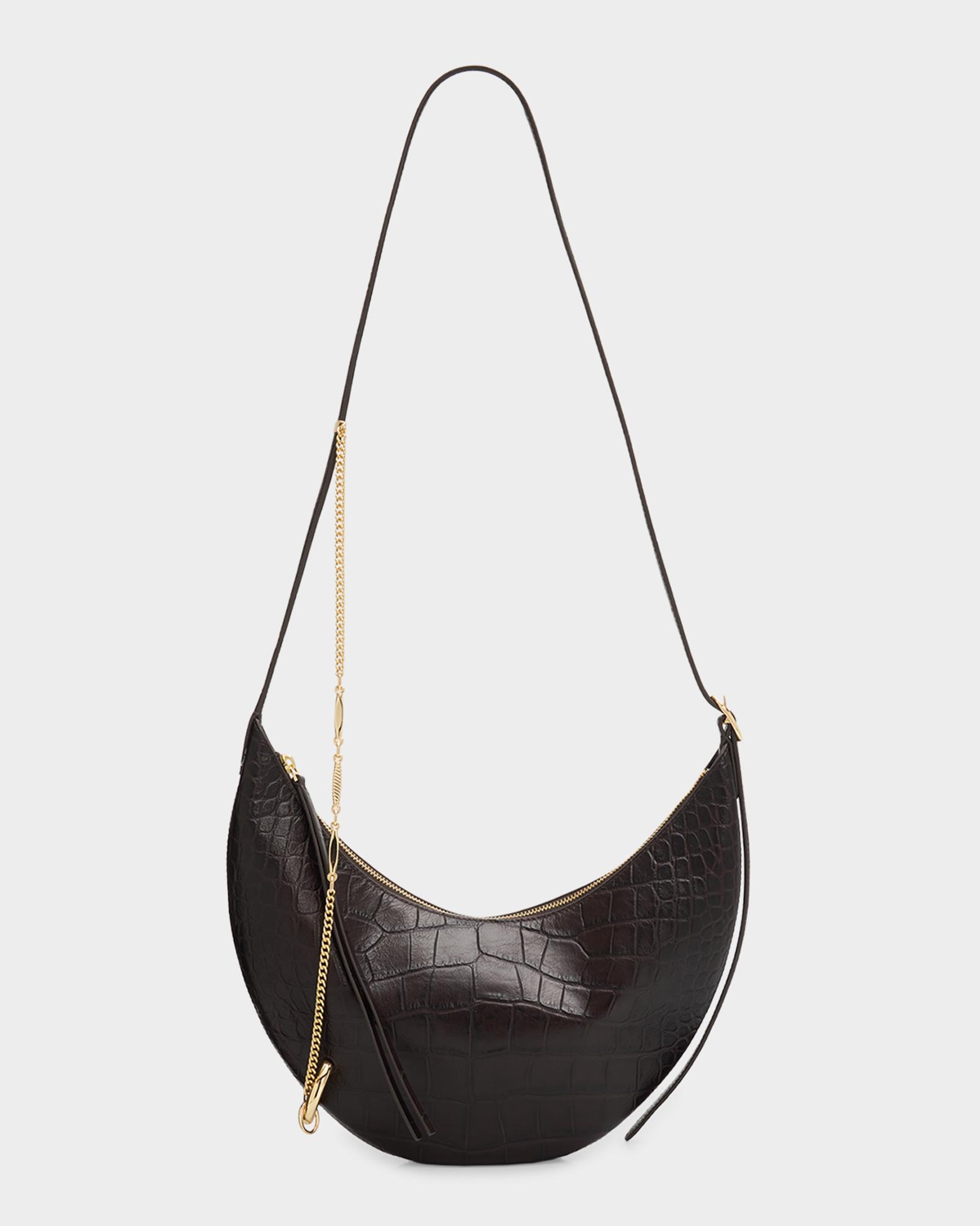 Tory Burch Pierced Croc-Embossed Leather Crossbody Bag | Neiman Marcus