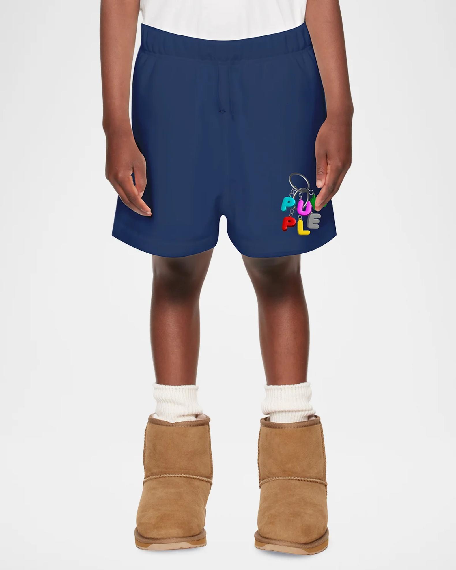 PURPLE Little Boy's & Boy's Logo Fleece Raw-Edge Shorts | Neiman Marcus