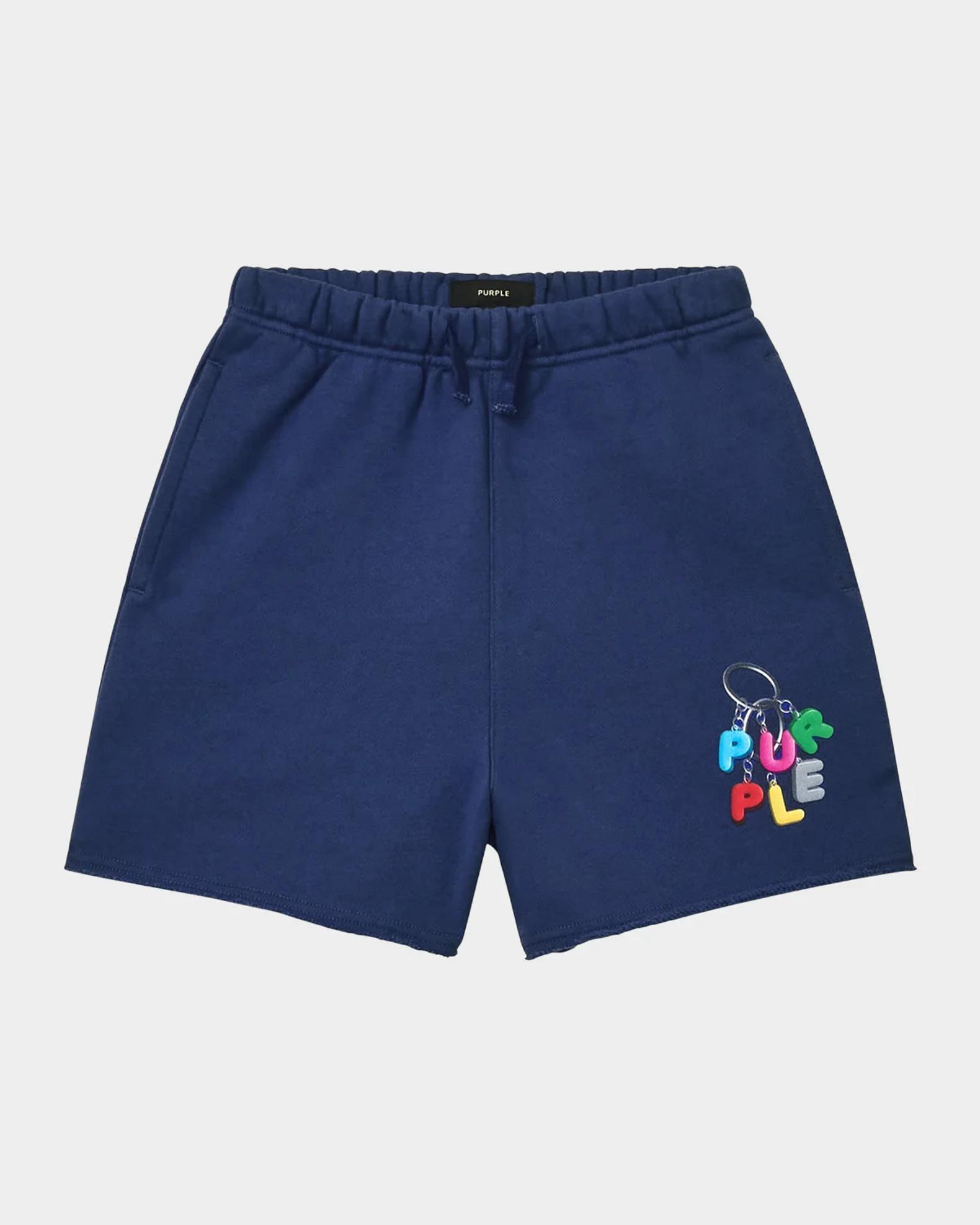 PURPLE Little Boy's & Boy's Logo Fleece Raw-Edge Shorts | Neiman Marcus