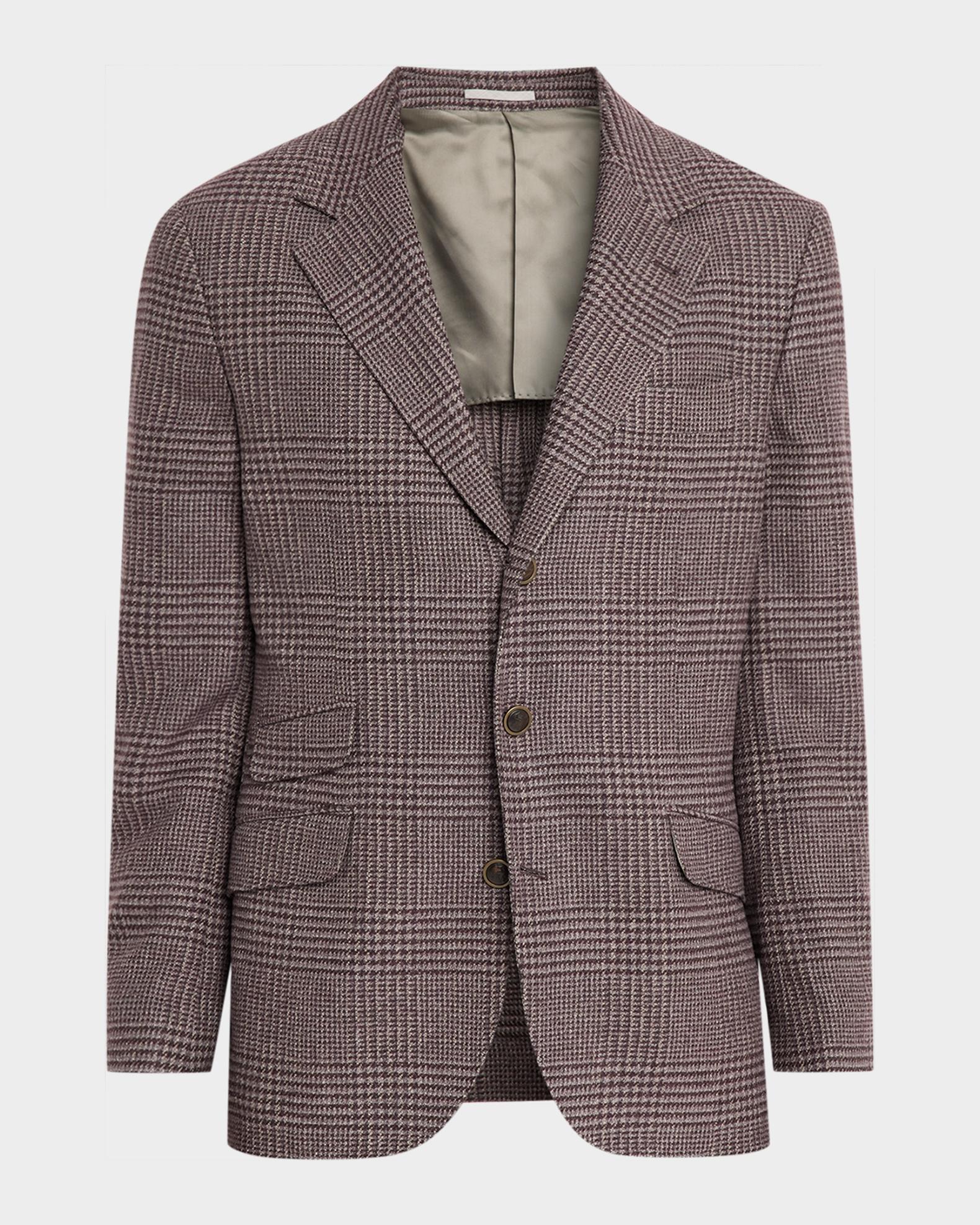 Brunello Cucinelli Men's Glen Plaid Wool-Cashmere Suit Jacket