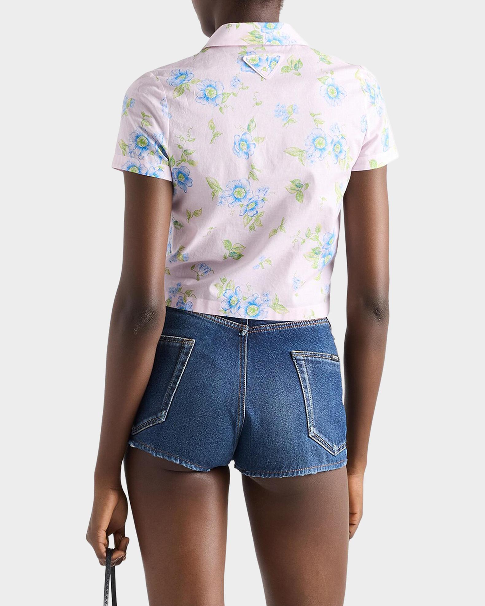 Prada Printed Tieneck Cotton Blouse | Neiman Marcus