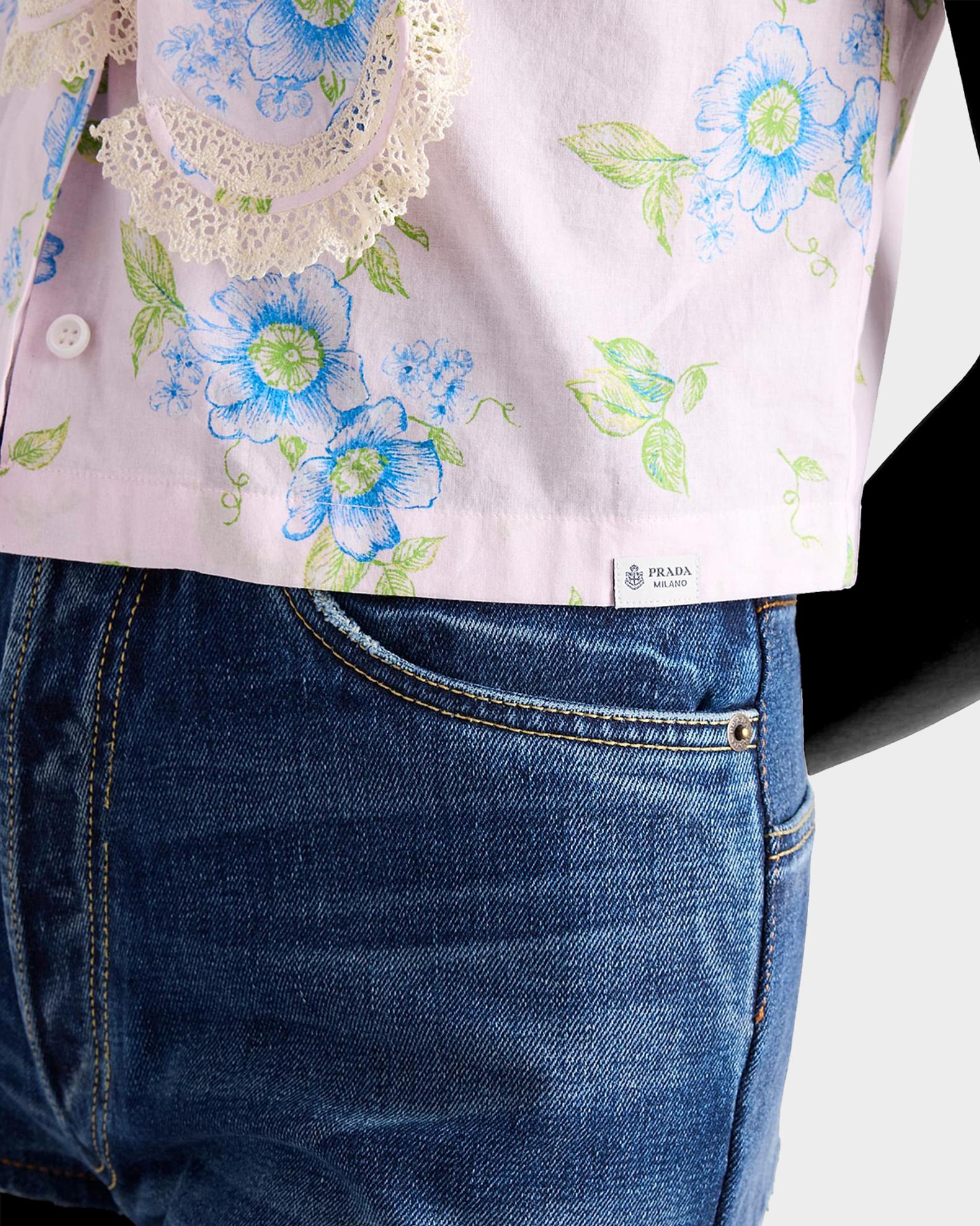 Prada Printed Tieneck Cotton Blouse | Neiman Marcus
