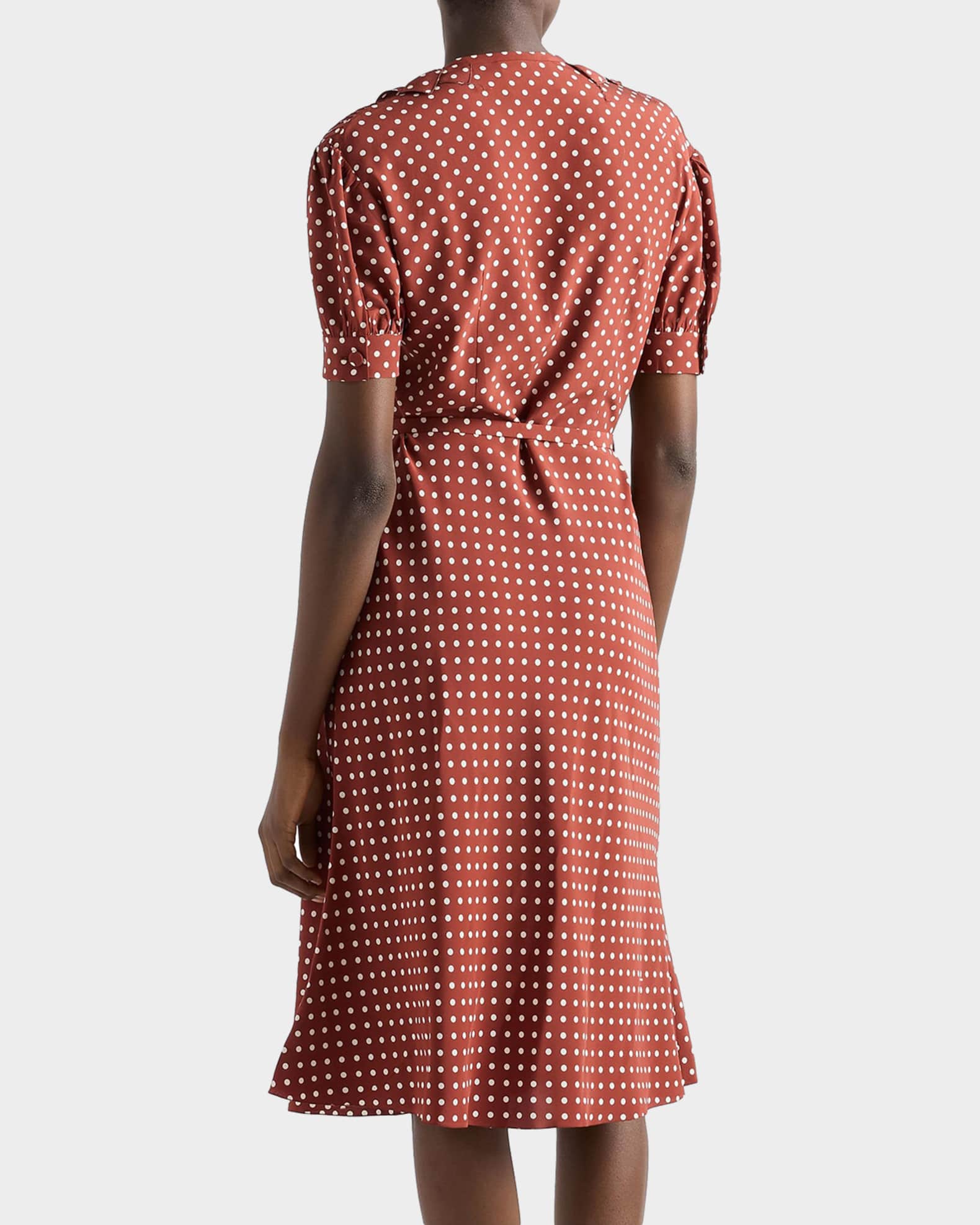 Prada Polka-Dot Print Marocain Dress | Neiman Marcus