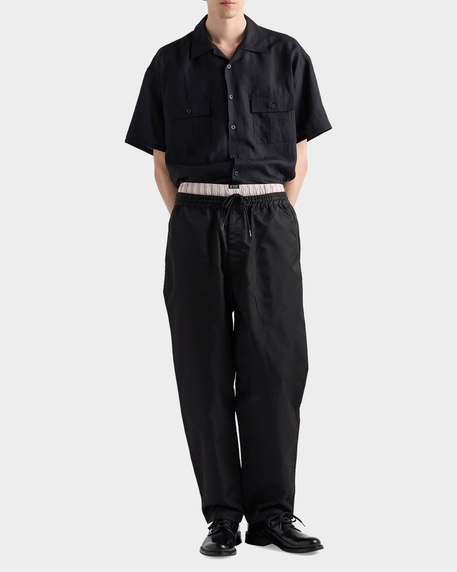 Prada Linen Bowling Shirt | Neiman Marcus